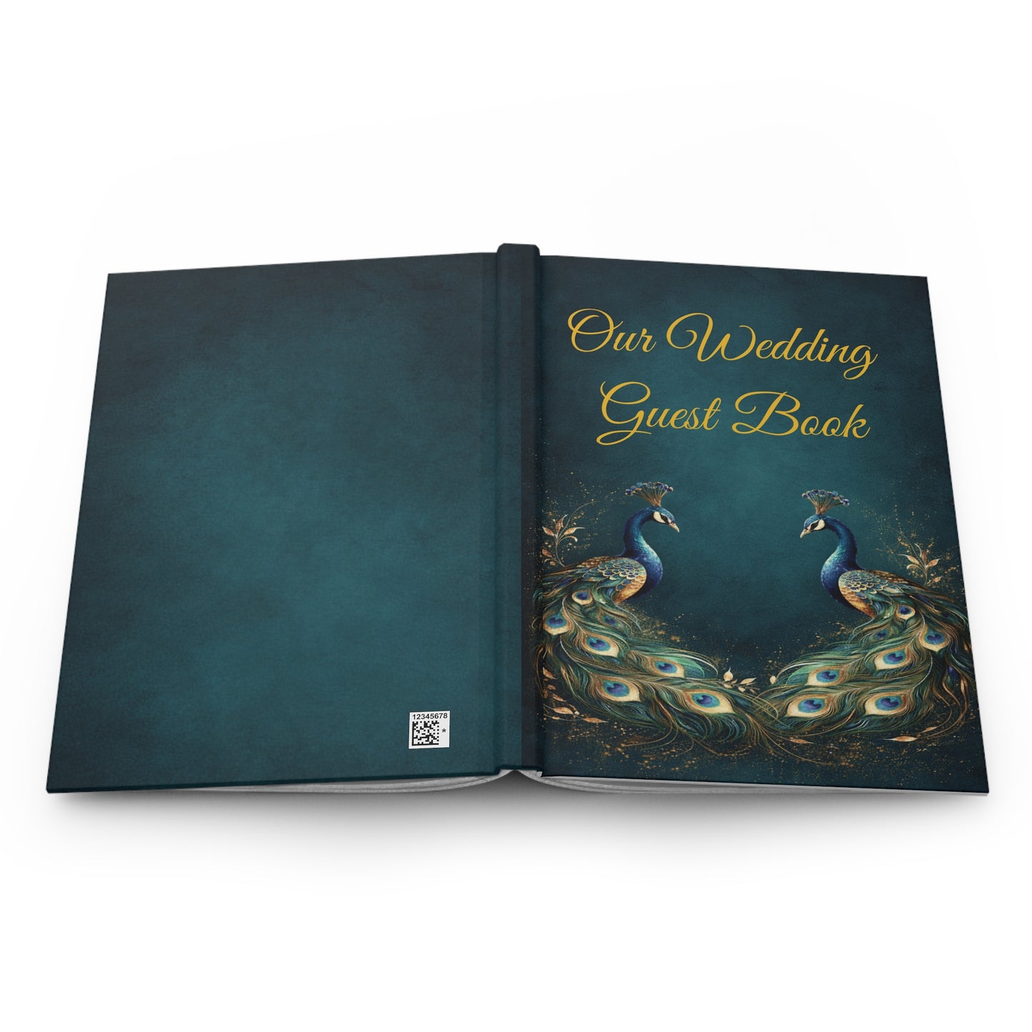 Peacock Wedding Guest Book with Blank Lined Pages, 5" × 7"