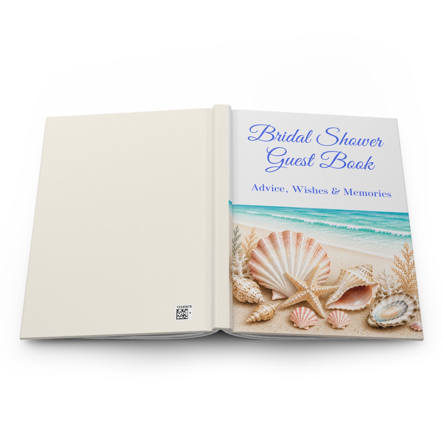 Beach Bridal Shower Guest Book with Blank Lined Pages, 5" x 7" Keepsake Book
