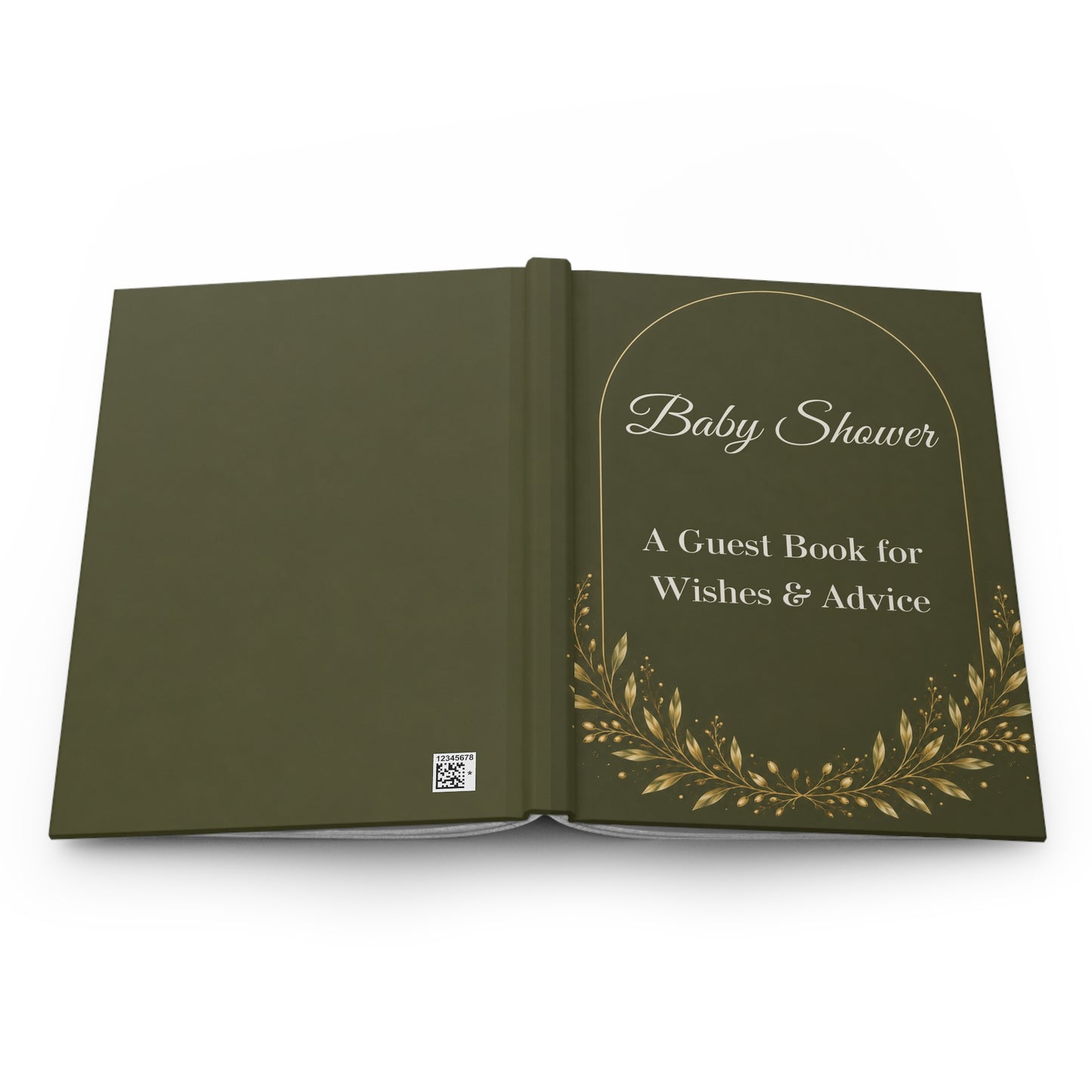 Olive Green Baby Shower Guest Book with Blank Lined Pages, 5" × 7"