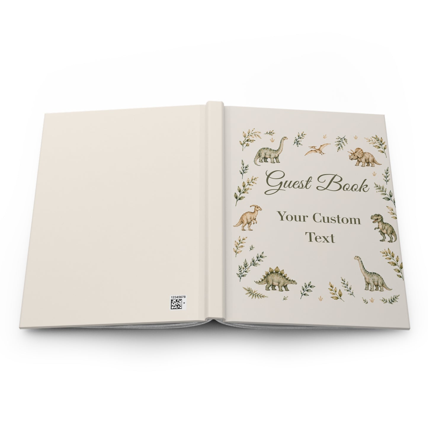 Custom Dinosaur Guest Book with Blank Lined Pages, 5" × 7"