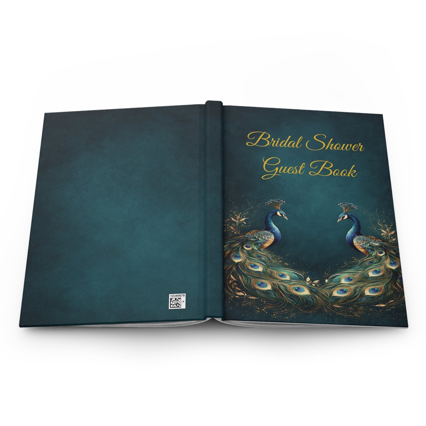 Peacock Bridal Shower Guest Book with Blank Lined Pages, 5" × 7"