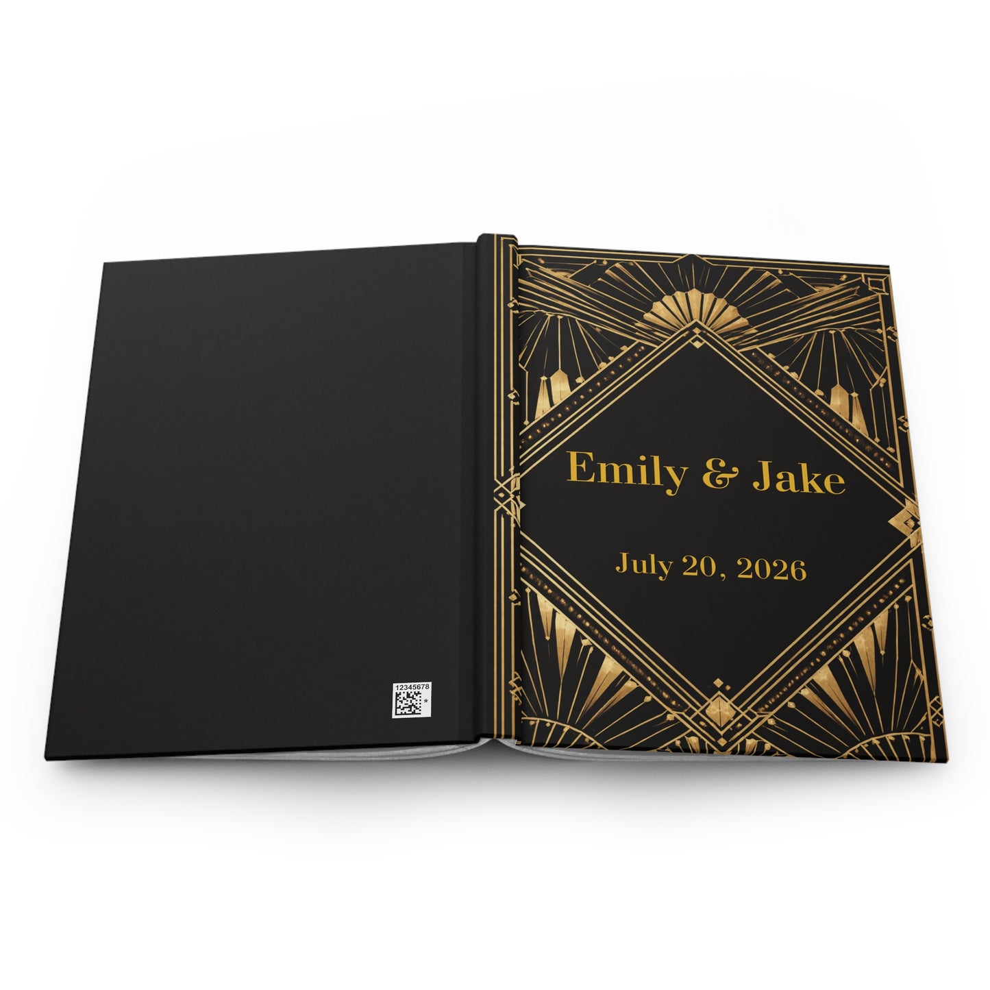 Custom Art Deco Guest Book with Blank Lined Pages, 5" × 7"