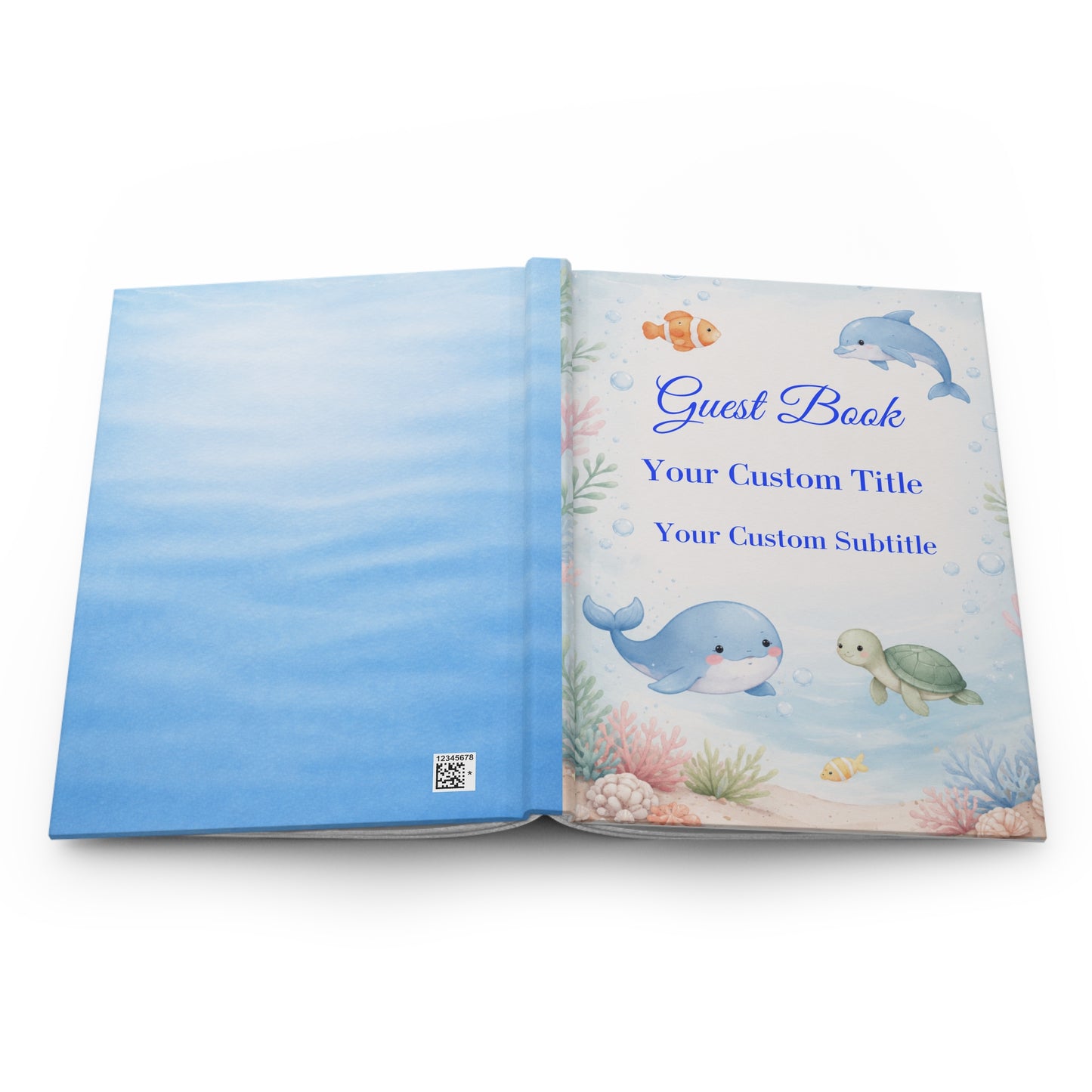 Custom Under the Sea Guest Book with Blank Lined Pages, 5" x 7"