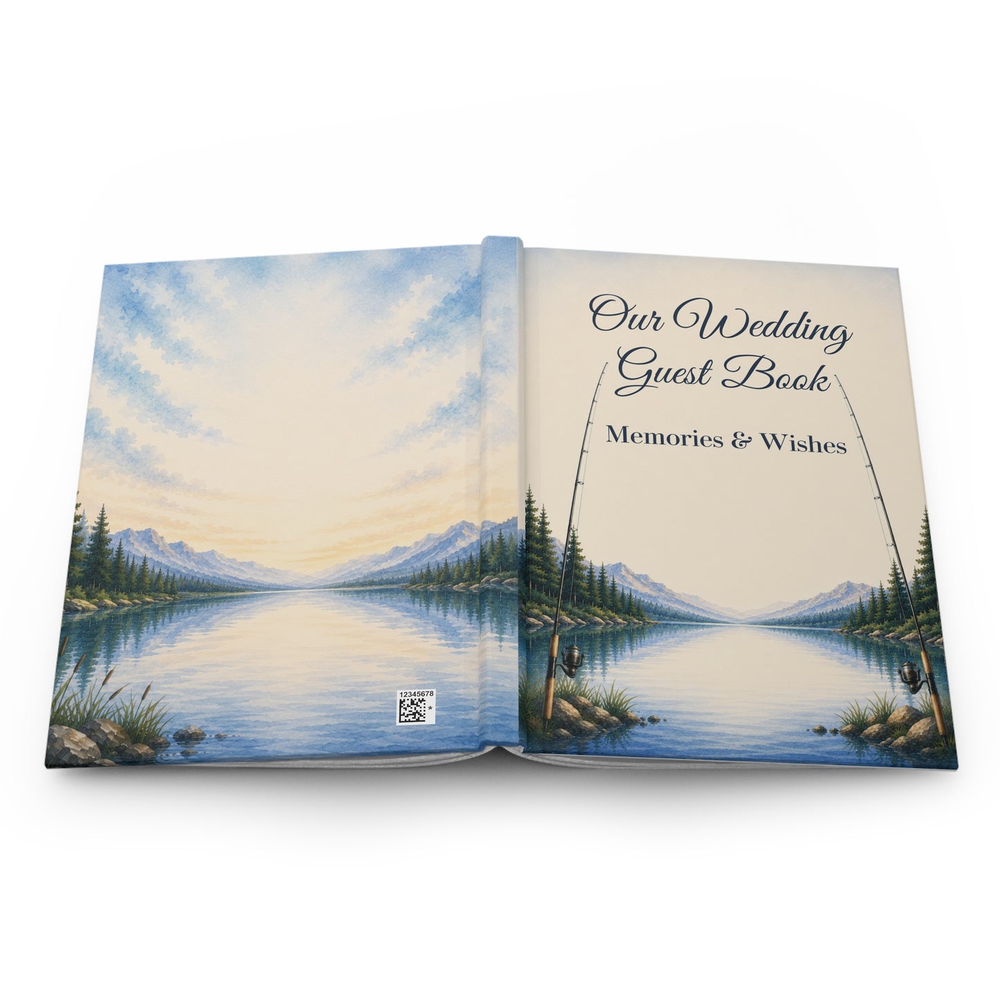 Fishing Wedding Guest Book with Blank Lined Pages, 5" × 7"