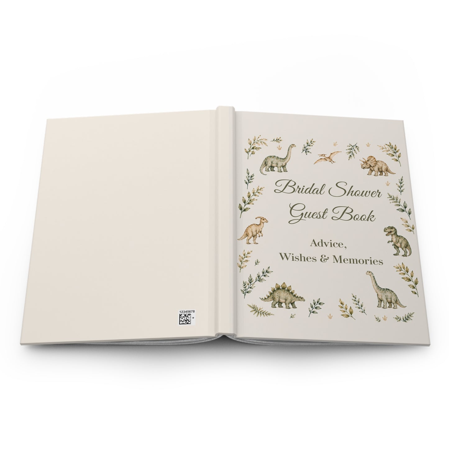 Dinosaur Bridal Shower Guest Book with with Blank Lined Pages, 5" × 7"