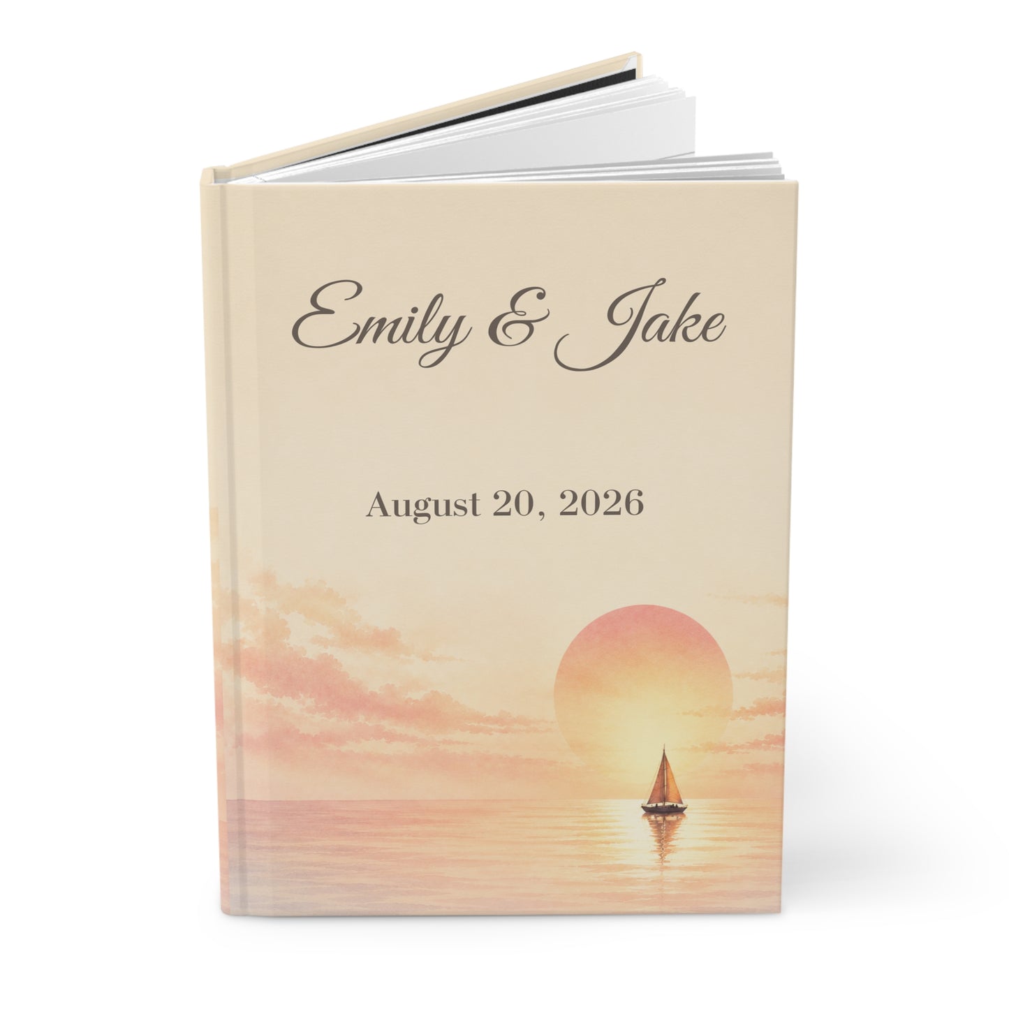 Custom Sailboat Guest Book with Blank Lined Pages, 5" × 7"