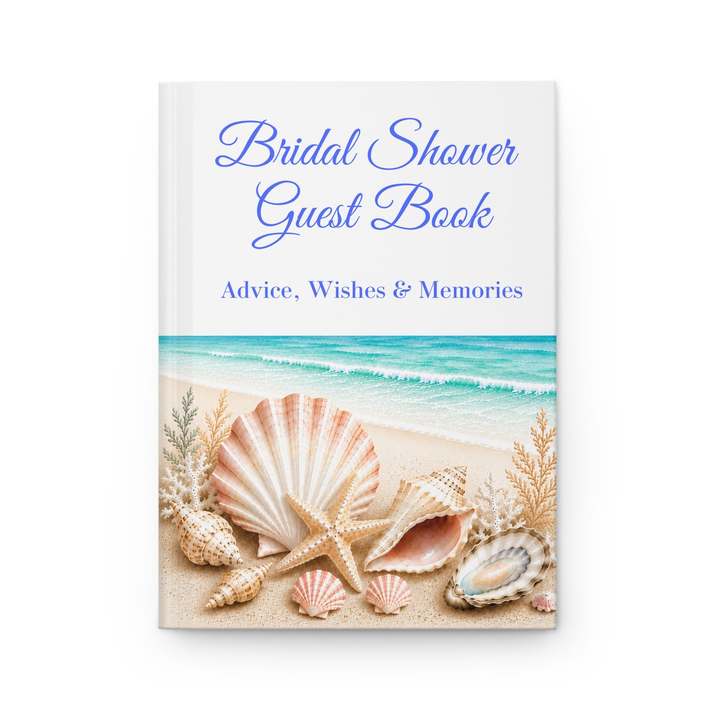 Beach Bridal Shower Guest Book with Blank Lined Pages, 5" x 7" Keepsake Book