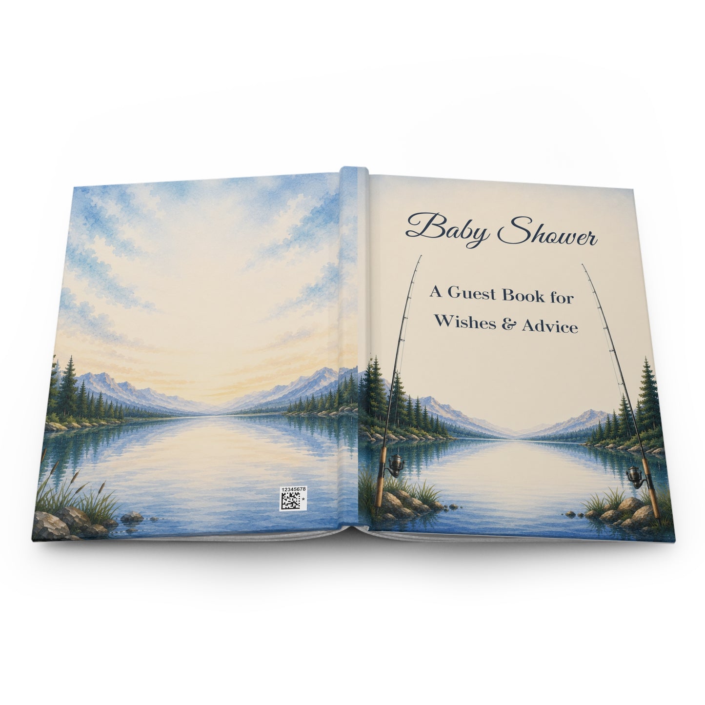 Fishing Baby Shower Guest Book with Blank Lined Pages, 5" × 7"