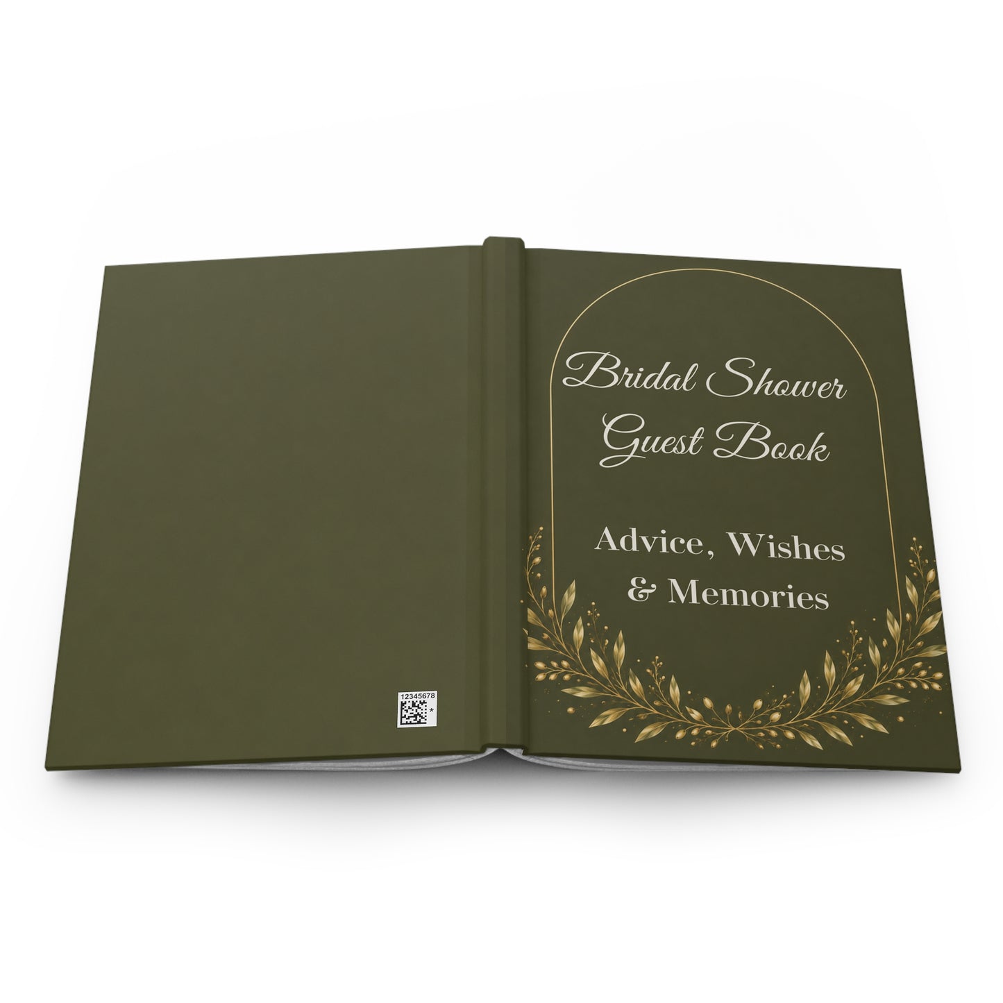 Olive Green Bridal Shower Guest Book with Blank Lined Pages, 5" × 7"