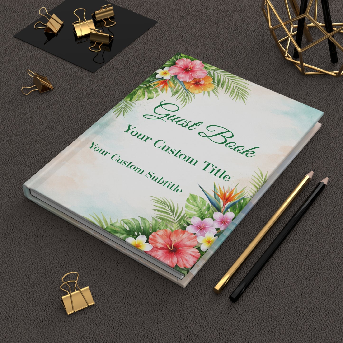 Tropical Custom Guest Book: A Keepsake for Messages, Memories & Wishes with Blank Lined Pages, 5" x 7".