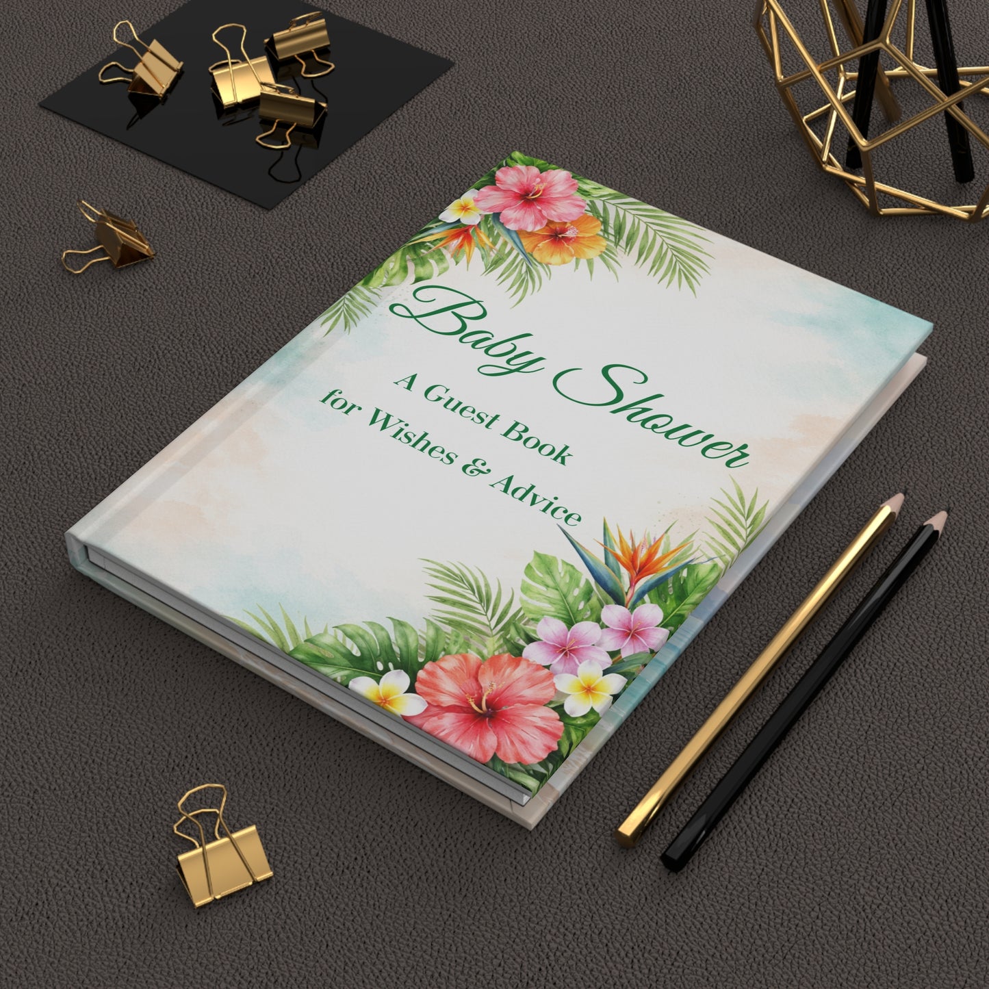 Tropical Baby Shower Guest Book: Wishes, Messages & Memories for the Little One with Blank Lined Pages, 5" x 7".