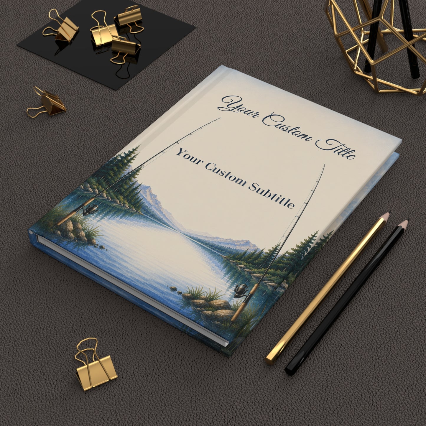 Custom Fishing Guest Book with Blank Lined Pages, 5" × 7"