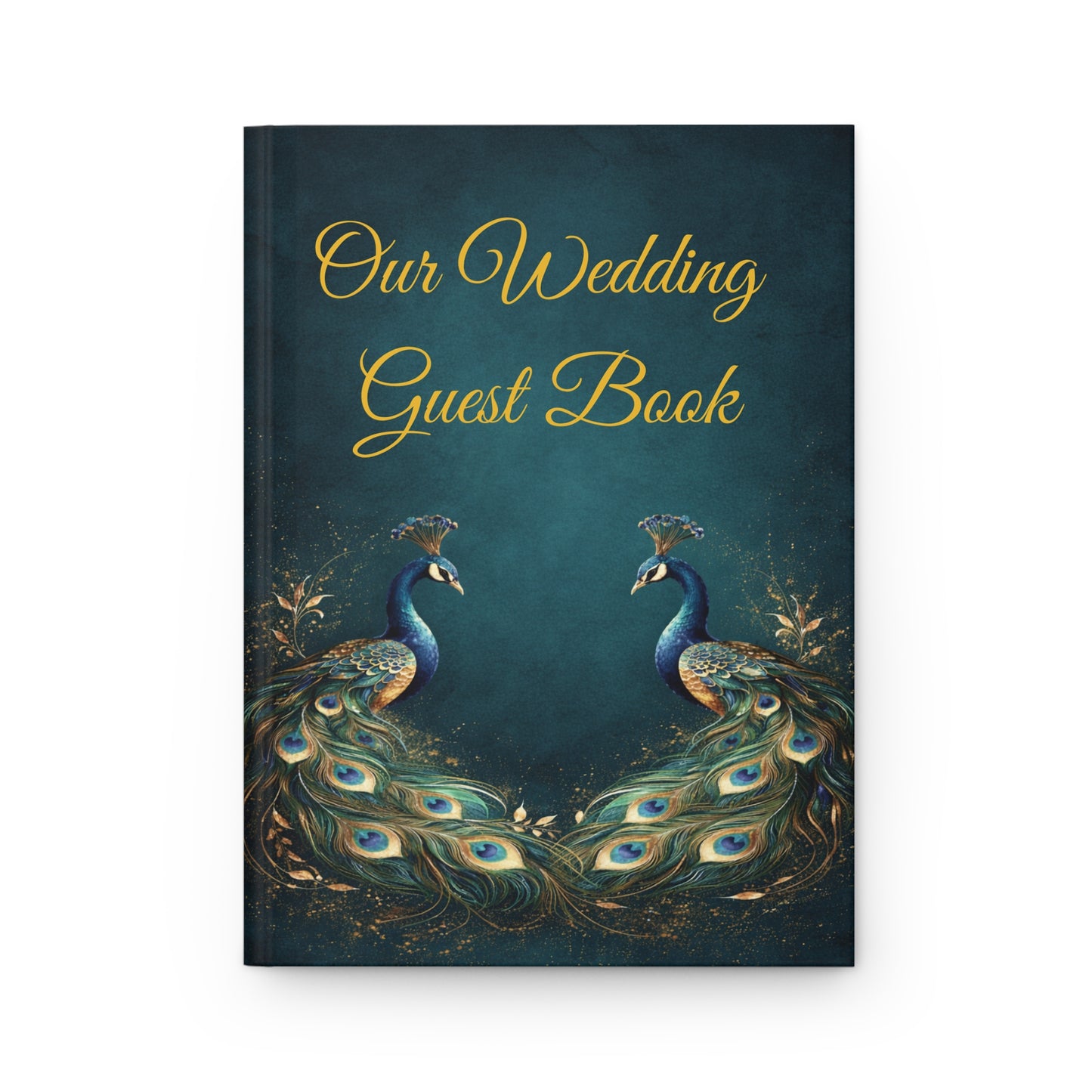 Peacock Wedding Guest Book with Blank Lined Pages, 5" × 7"