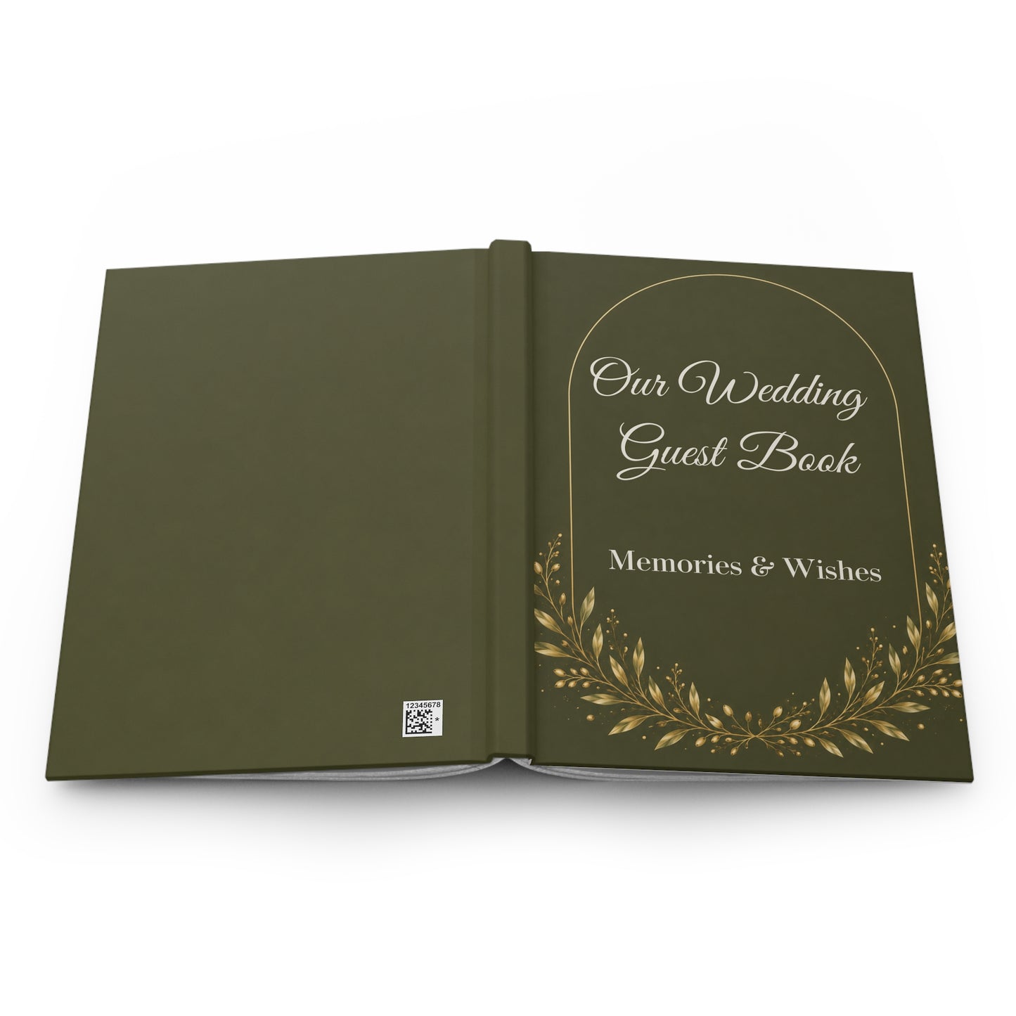 Olive Green Wedding Guest Book with Blank Lined Pages, 5" × 7"
