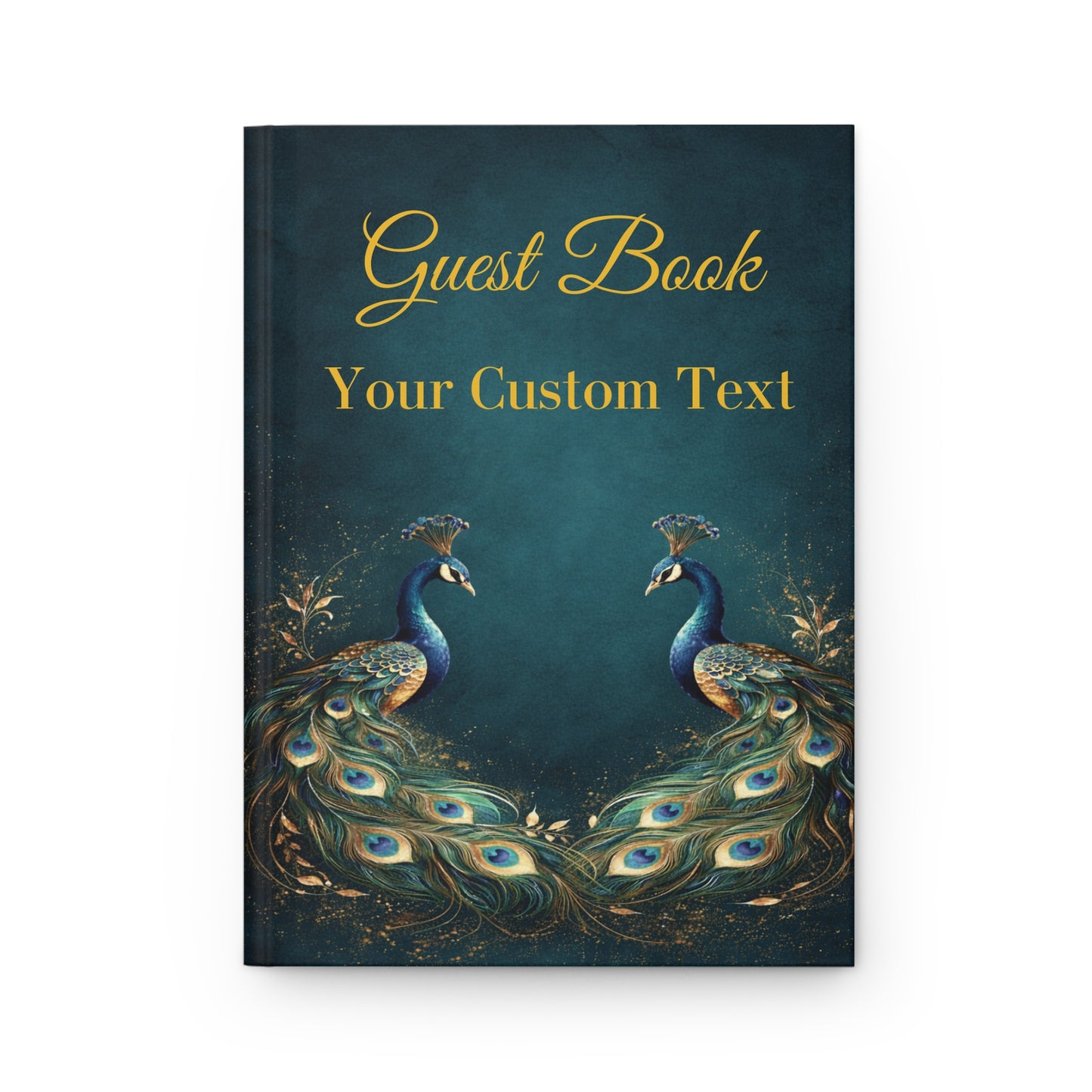 Custom Peacock Guest Book with Blank Lined Pages, 5" × 7"