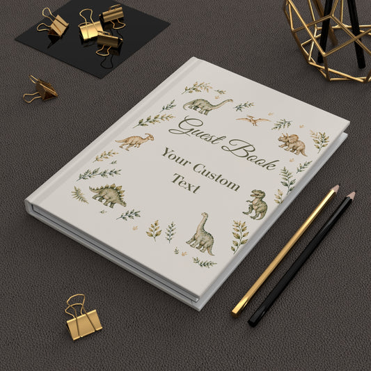 Custom Dinosaur Guest Book with Blank Lined Pages, 5" × 7"