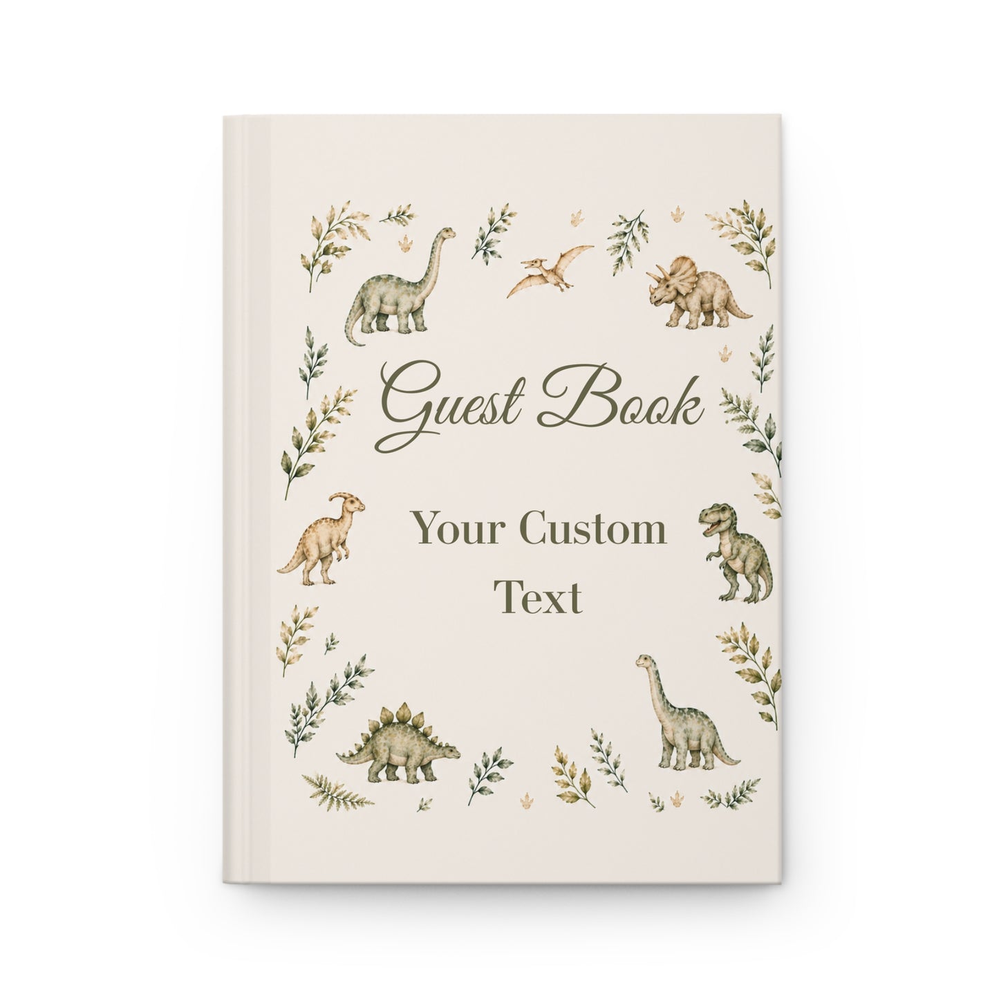 Custom Dinosaur Guest Book with Blank Lined Pages, 5" × 7"