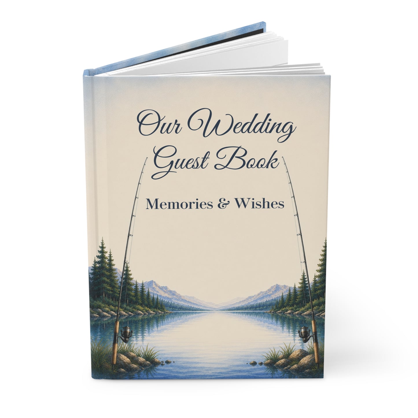 Fishing Wedding Guest Book with Blank Lined Pages, 5" × 7"