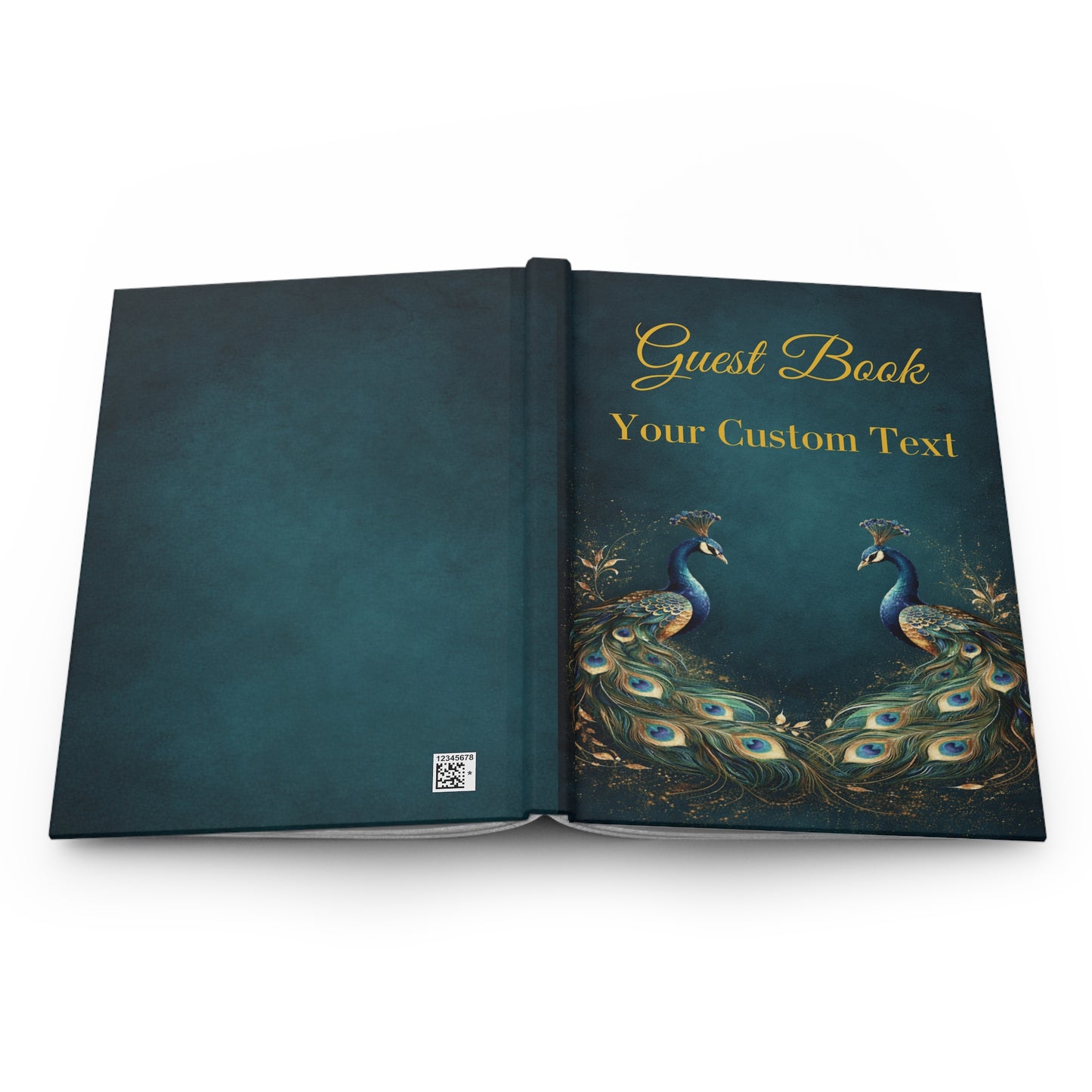 Custom Peacock Guest Book with Blank Lined Pages, 5" × 7"