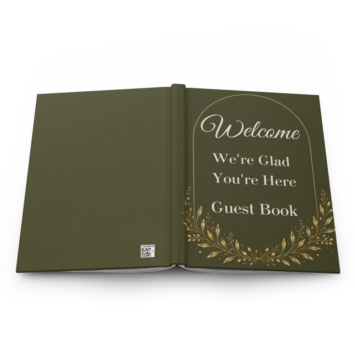 Olive Green vacation Rental Guest Book with Blank Lined Pages, 5" × 7"