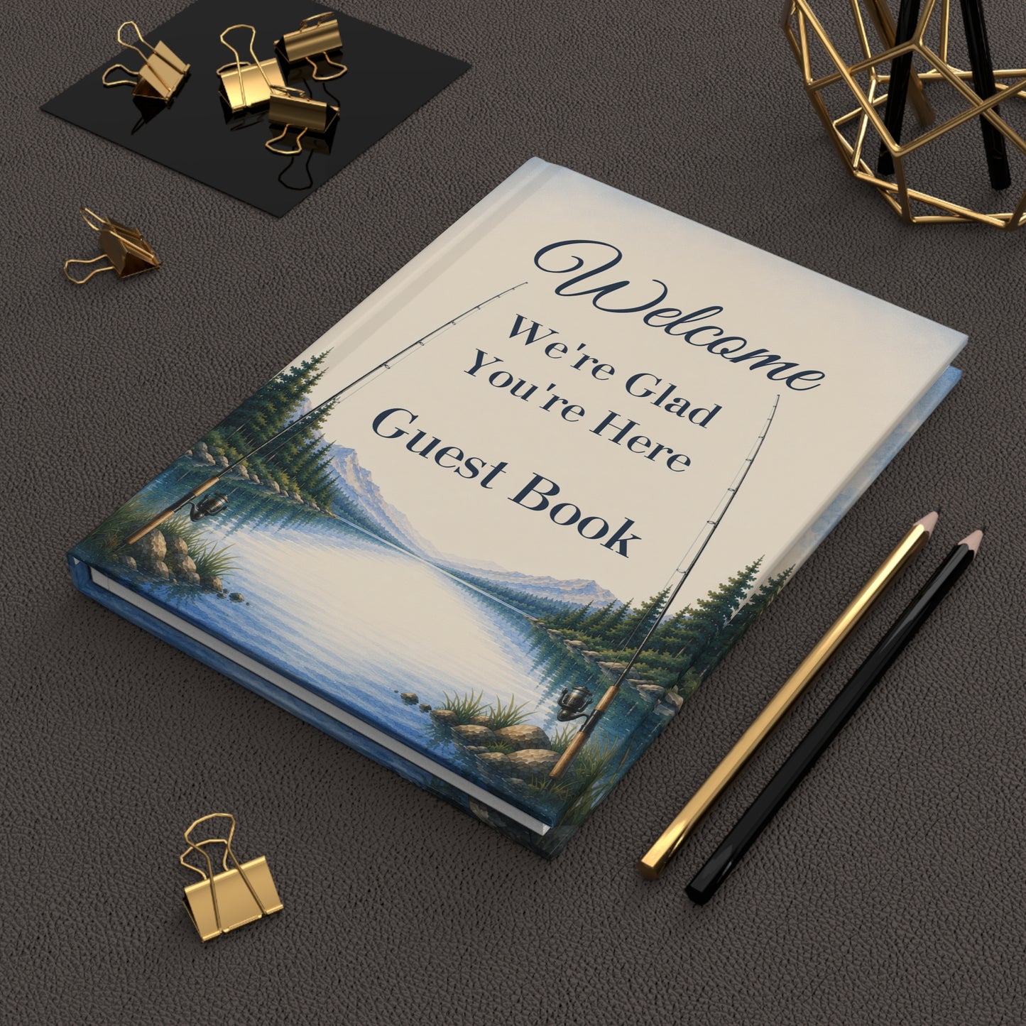 Fishing Vacation Rental Guest Book with Blank Lined Pages, 5" × 7"