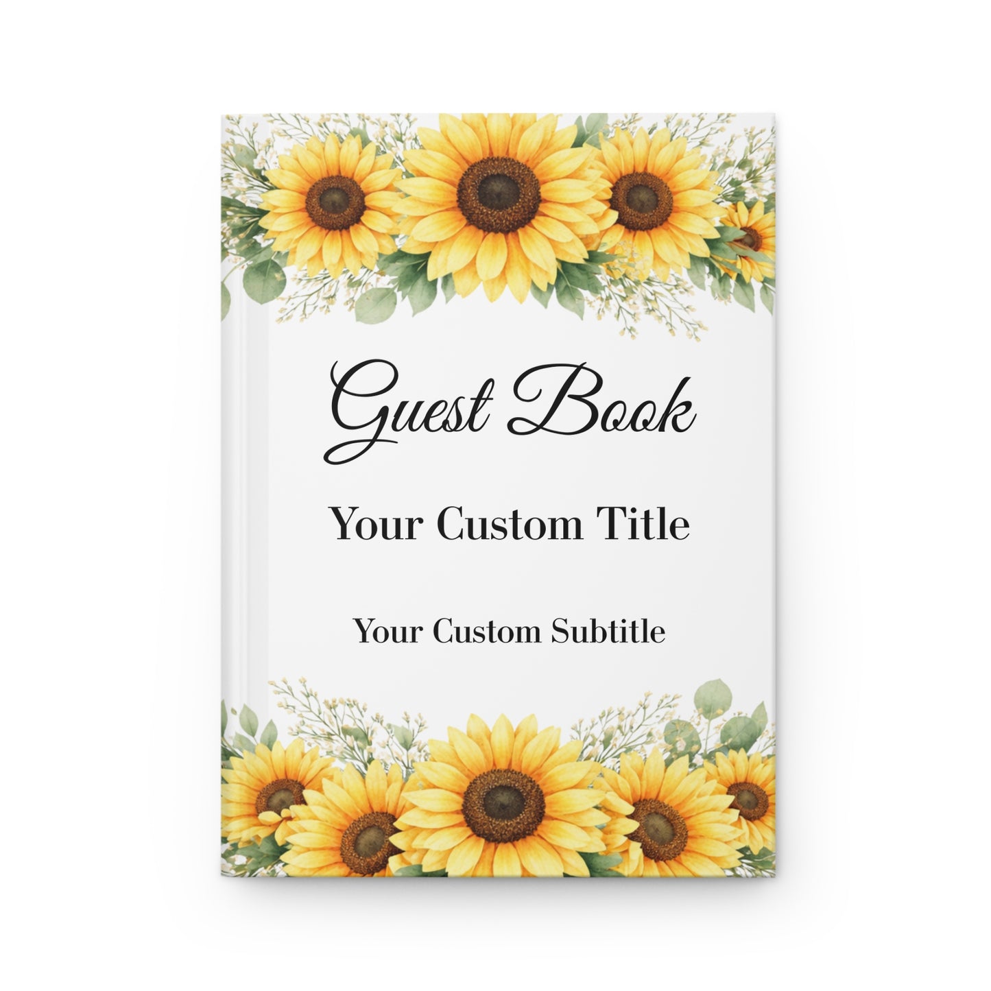 Custom Sunflower Guest Book with Blank Lined Pages, 5" x 7"