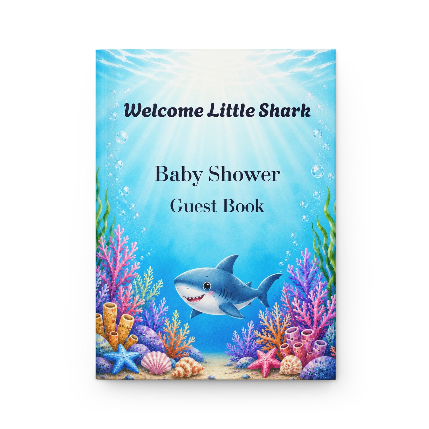 Baby Shower Shark Guest Book with Blank Lined Pages, 5" × 7"