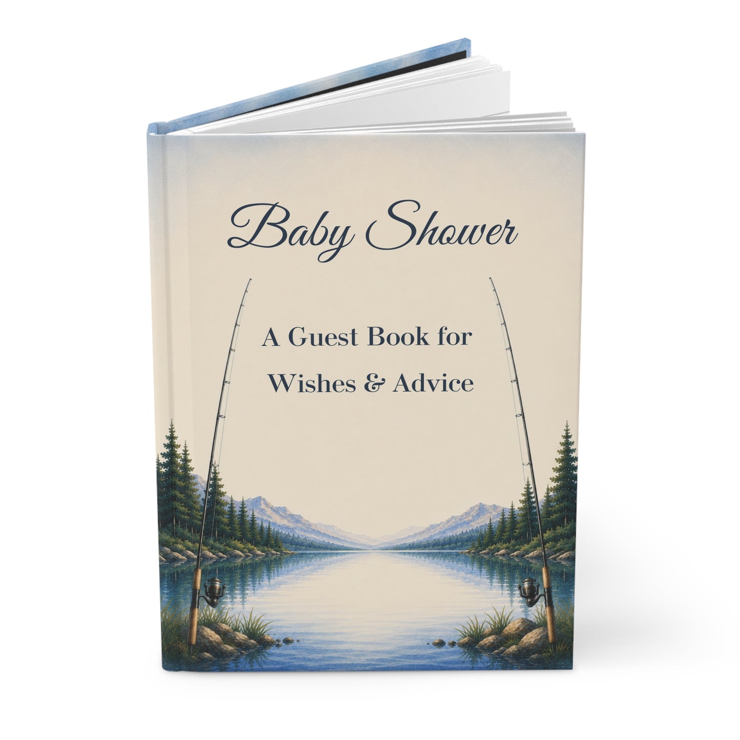 Fishing Baby Shower Guest Book with Blank Lined Pages, 5" × 7"