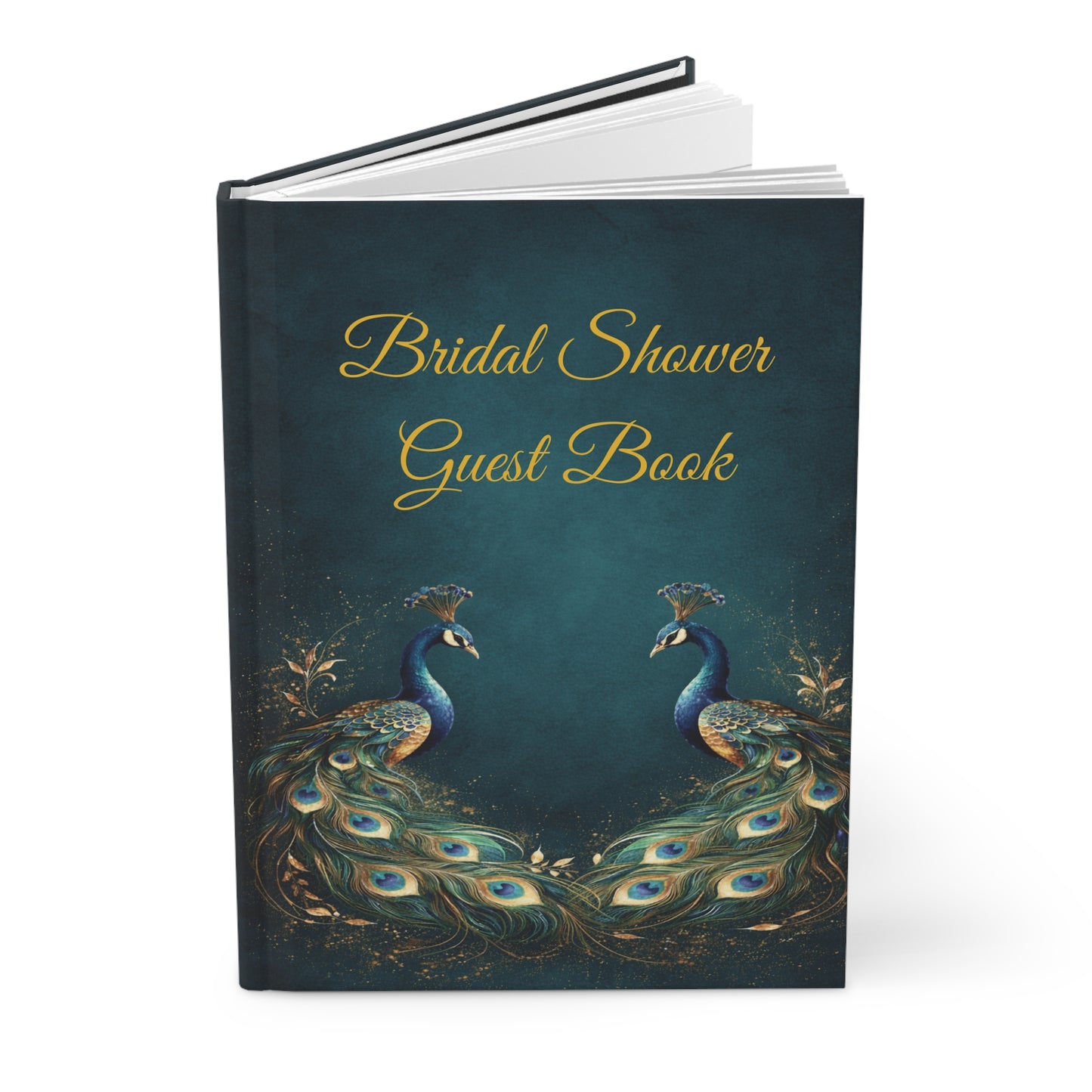 Peacock Bridal Shower Guest Book with Blank Lined Pages, 5" × 7"