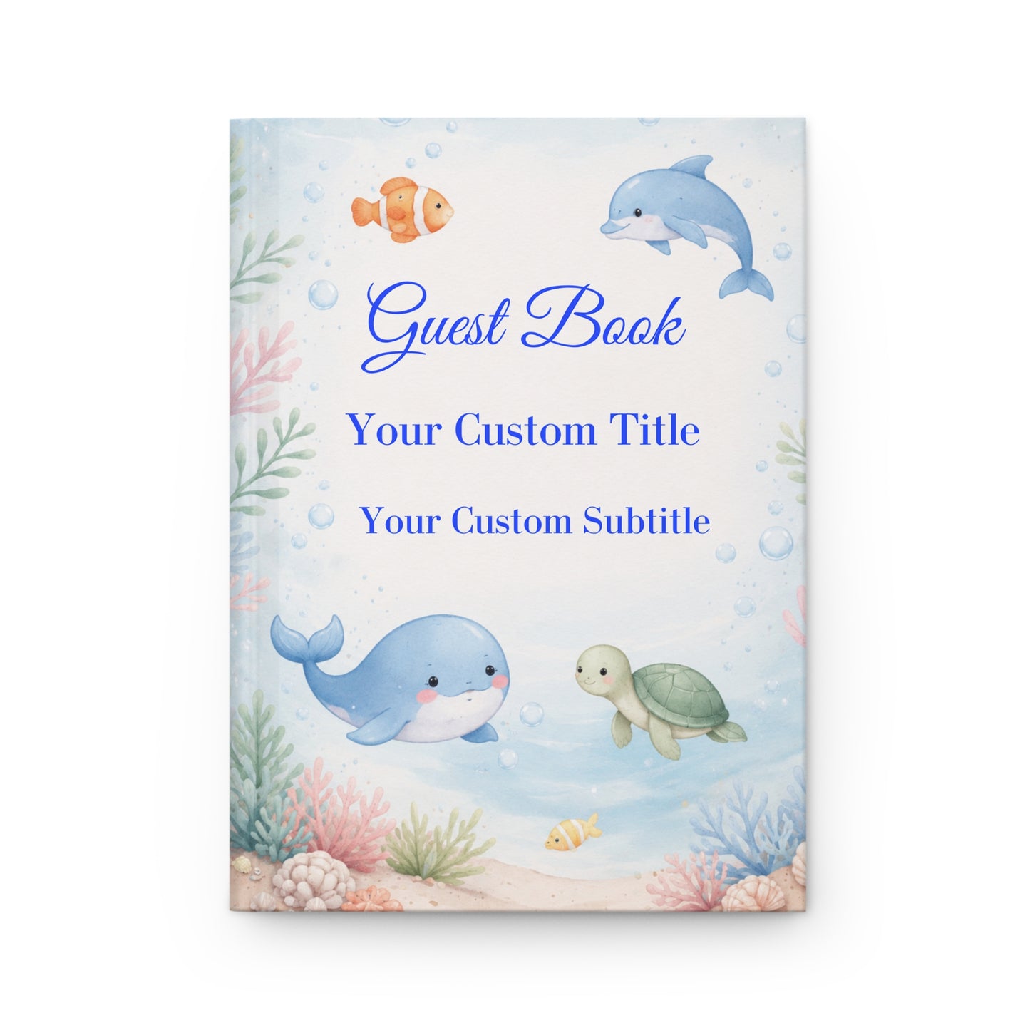 Custom Under the Sea Guest Book with Blank Lined Pages, 5" x 7"