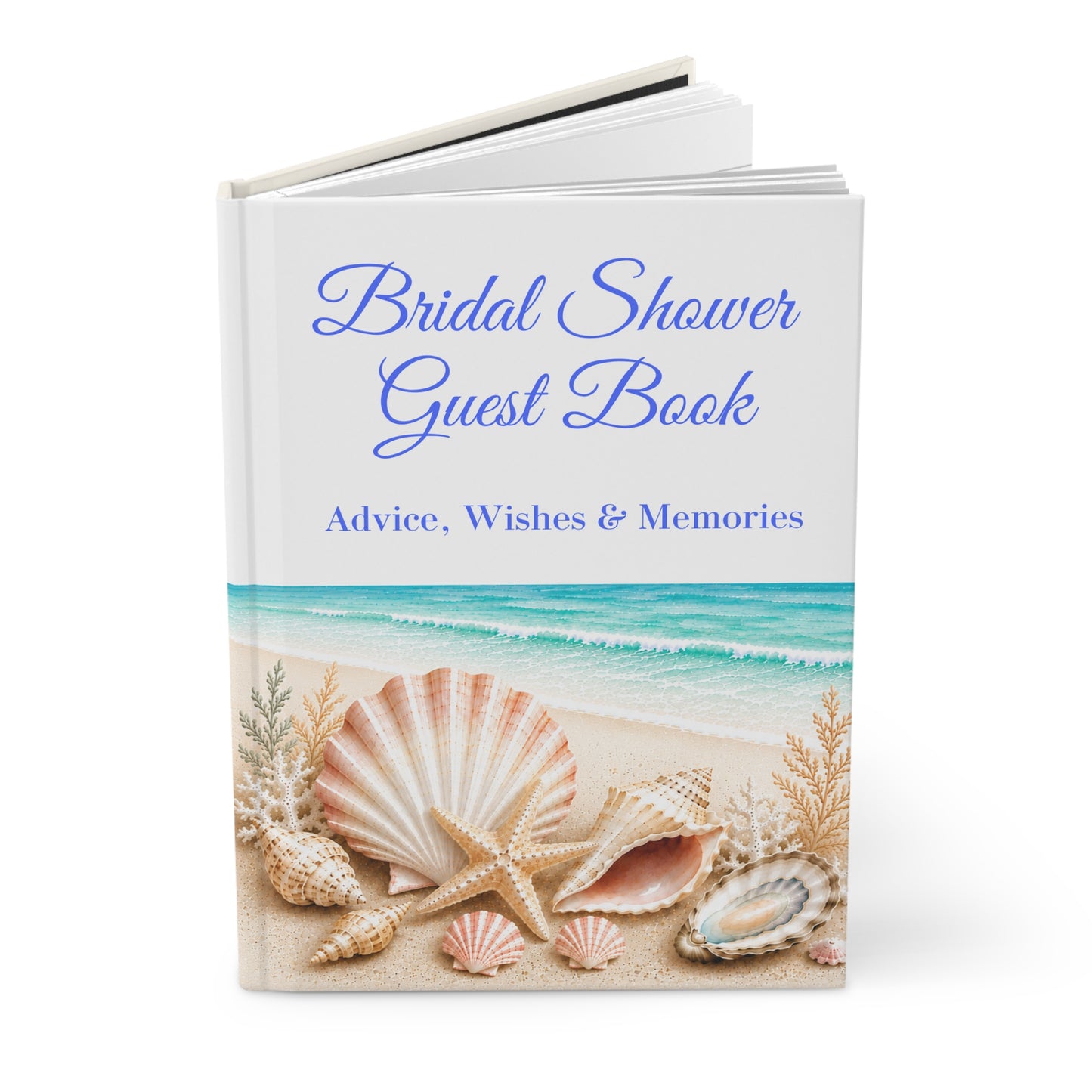 Beach Bridal Shower Guest Book with Blank Lined Pages, 5" x 7" Keepsake Book