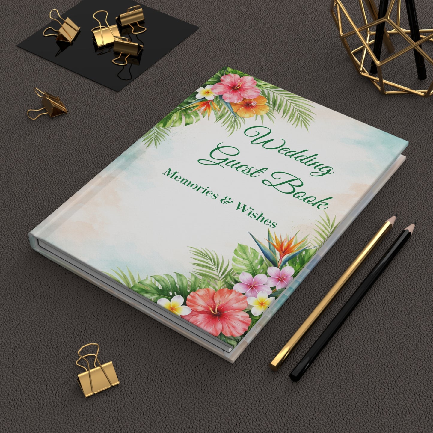 Tropical Wedding Guest Book: Memories & Wishes for Your Special Day with Blank Lined Pages, 5" x 7"