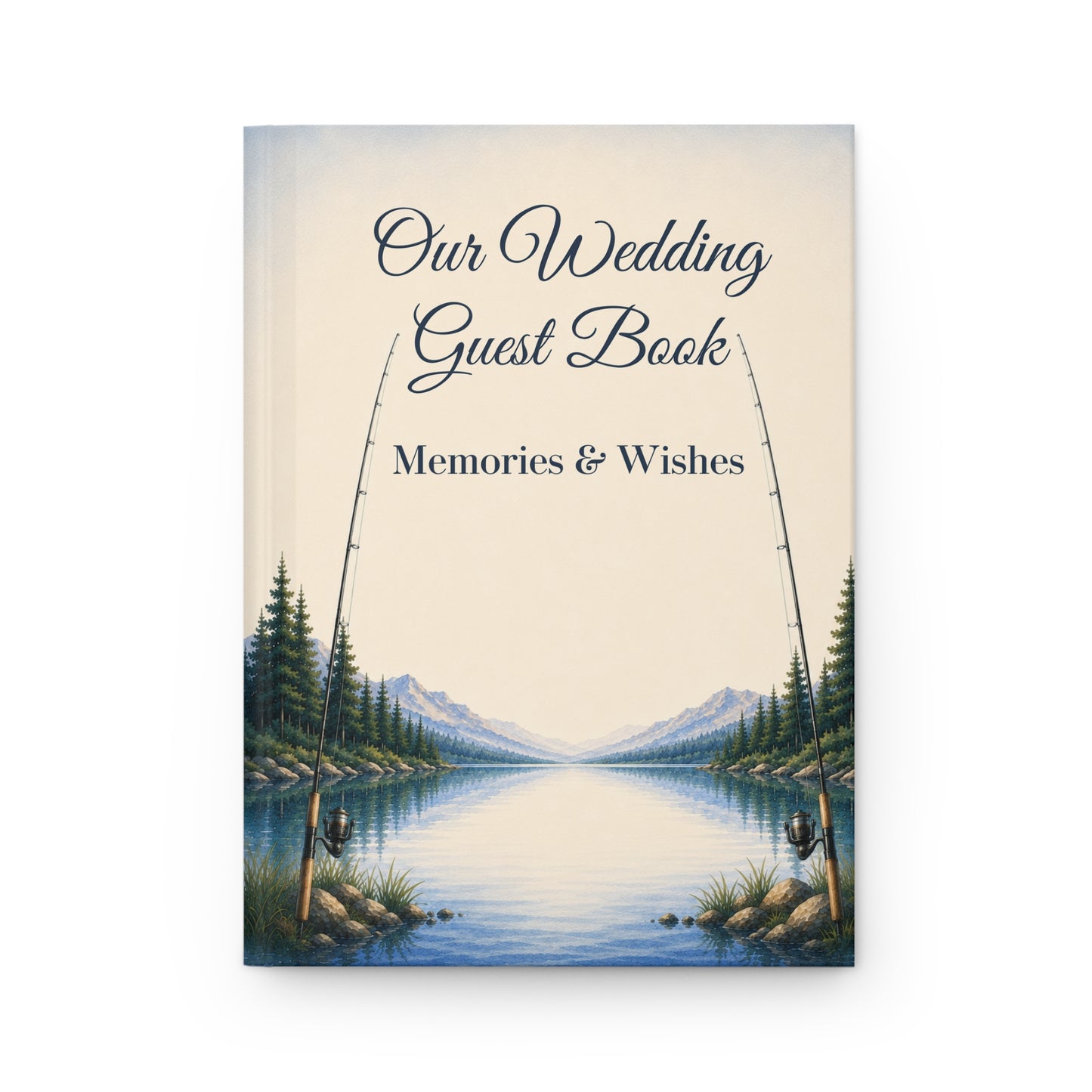 Fishing Wedding Guest Book with Blank Lined Pages, 5" × 7"