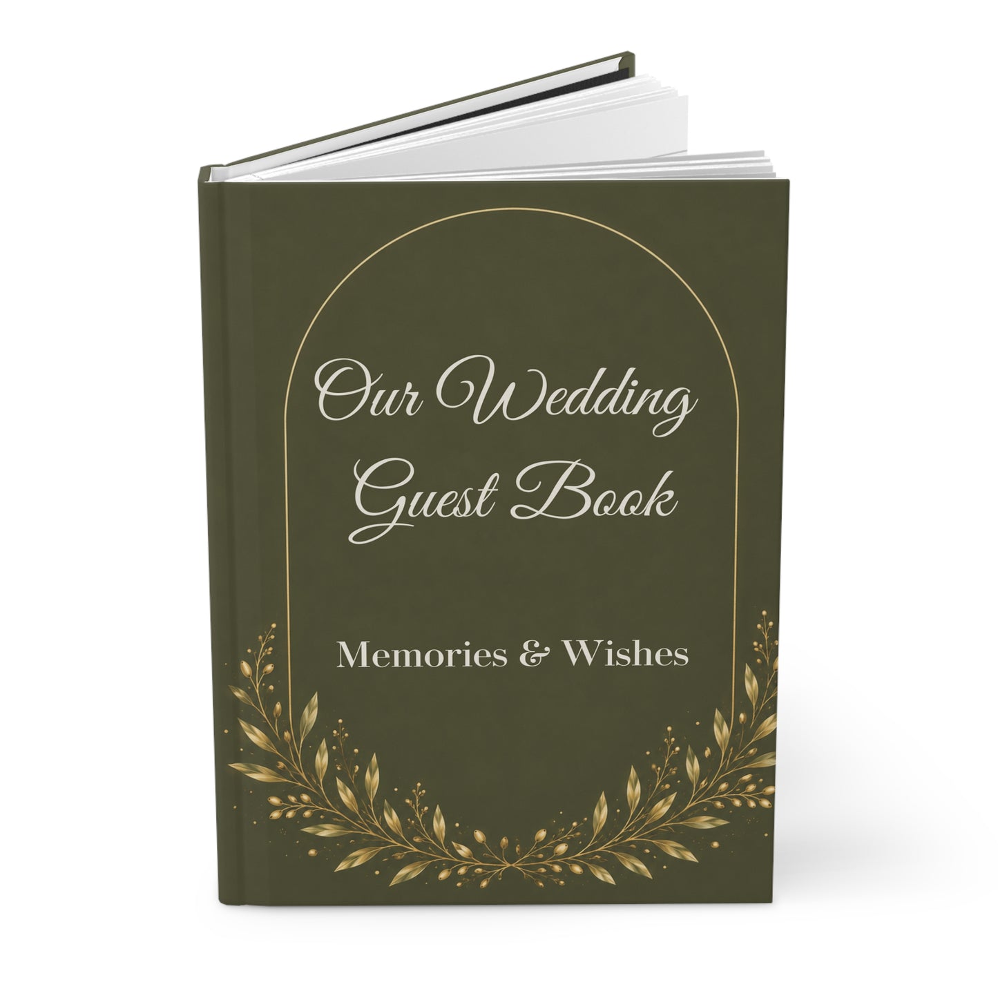 Olive Green Wedding Guest Book with Blank Lined Pages, 5" × 7"