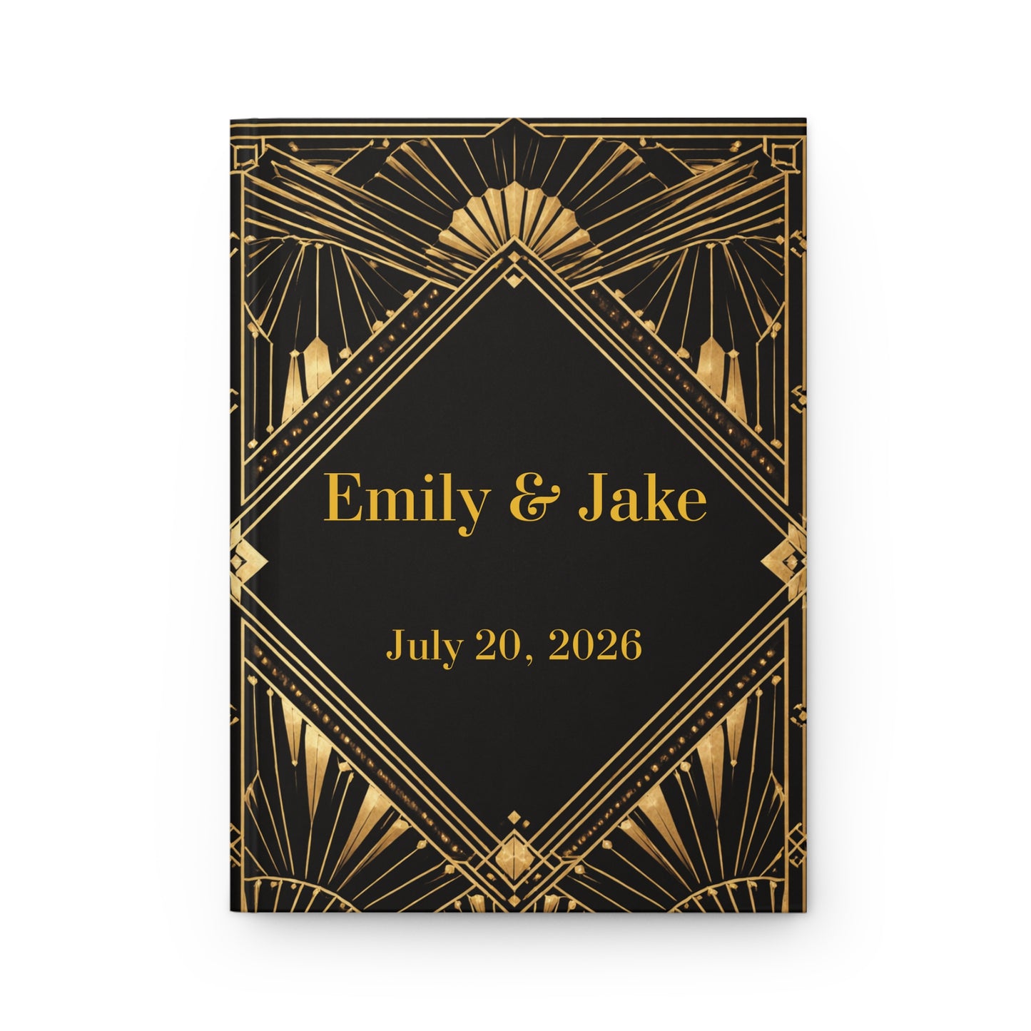 Custom Art Deco Guest Book with Blank Lined Pages, 5" × 7"