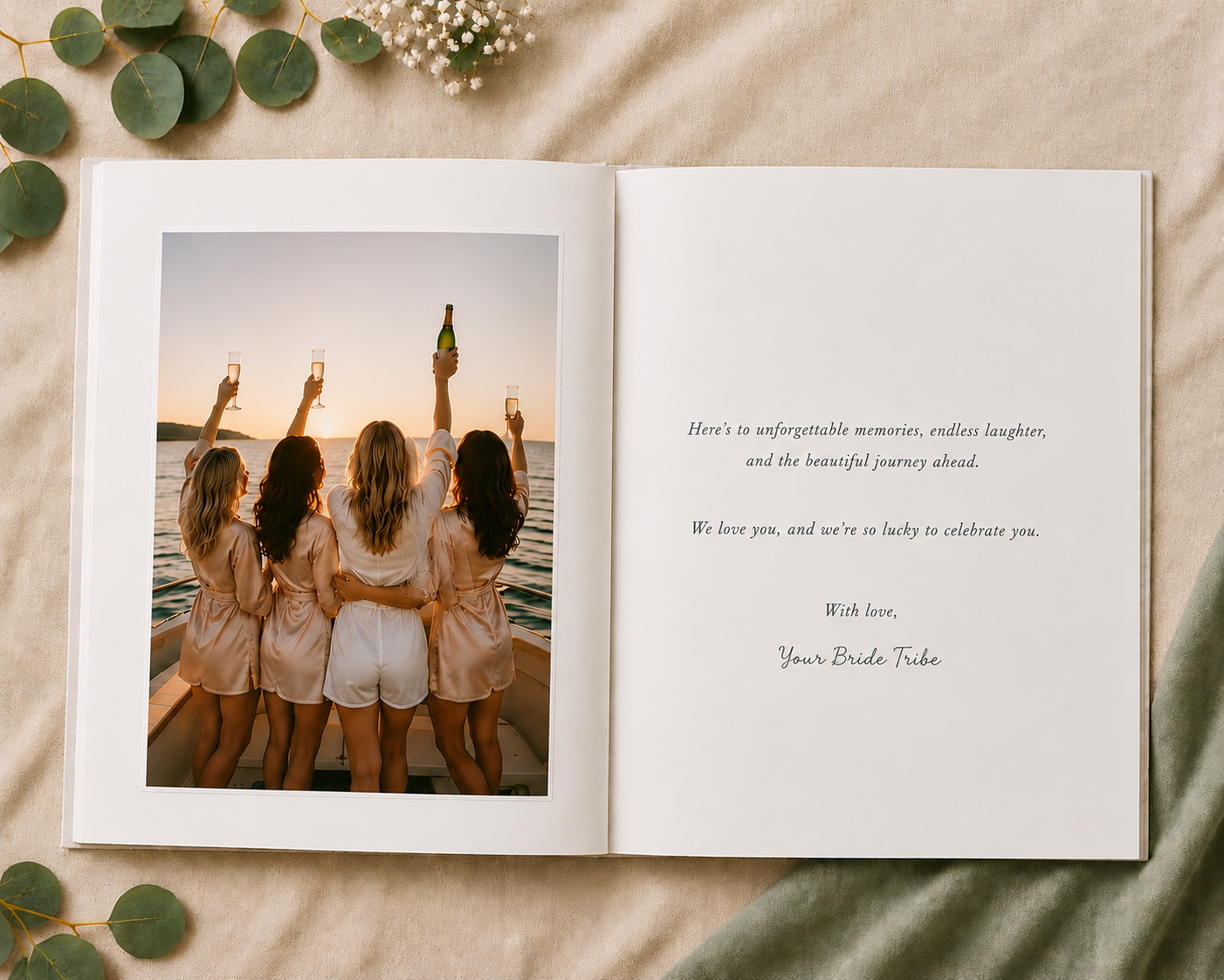 Custom Bachelorette Photo Album with Blank White Pages, 11" x 8.5