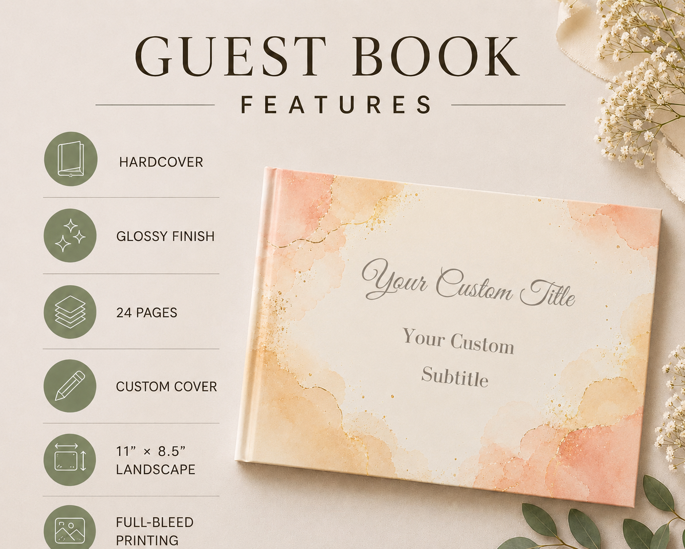 Custom Bachelorette Photo Album with Blank White Pages, 11" x 8.5