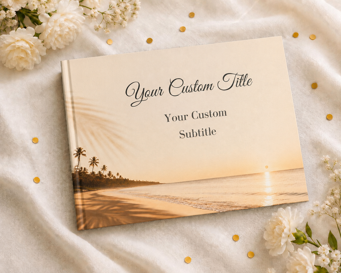 Custom Vacation Photo Album with Blank White Pages, 11" x 8.5