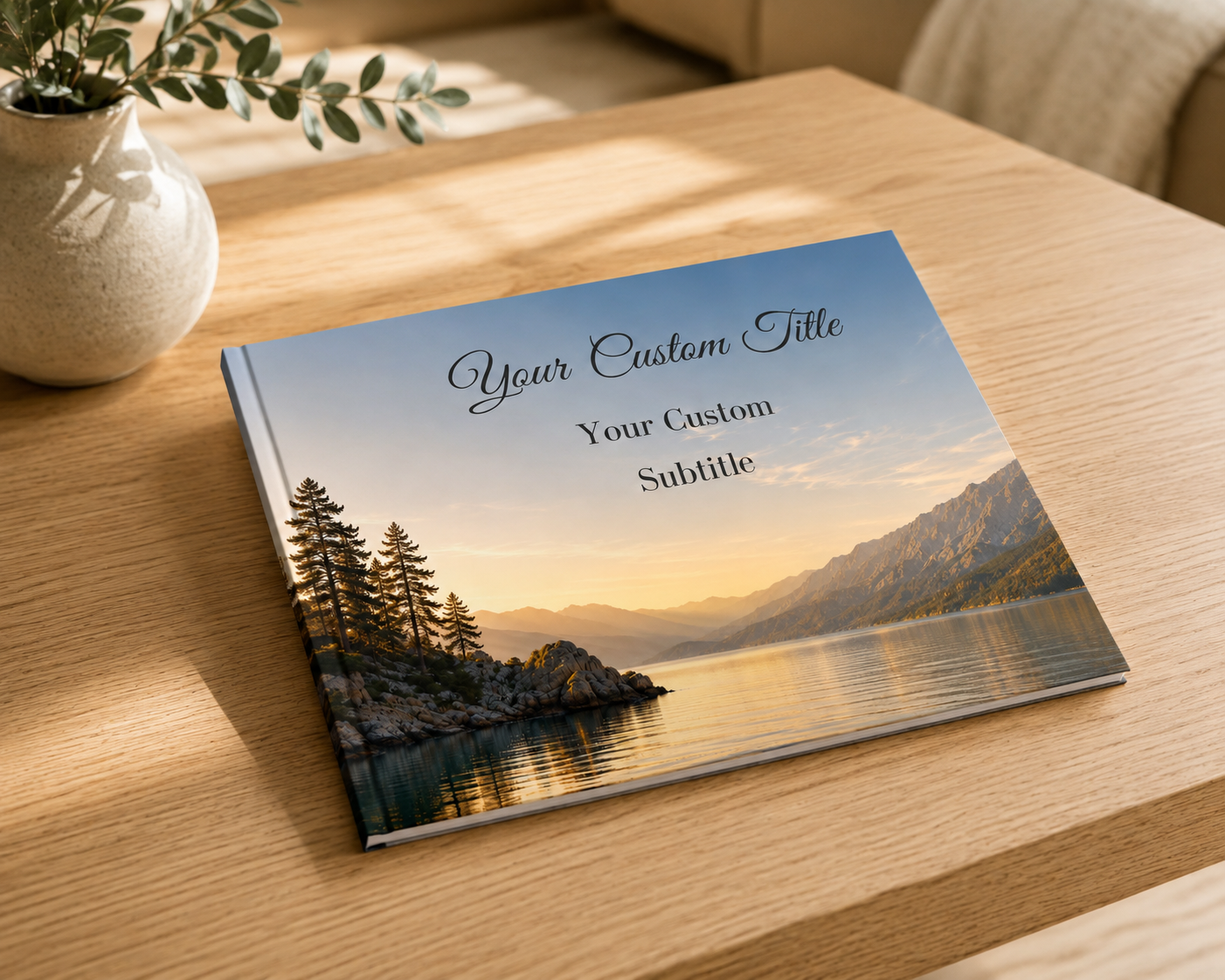 Custom Coffee Table Photo Album with Blank White Pages, 11" x 8.5