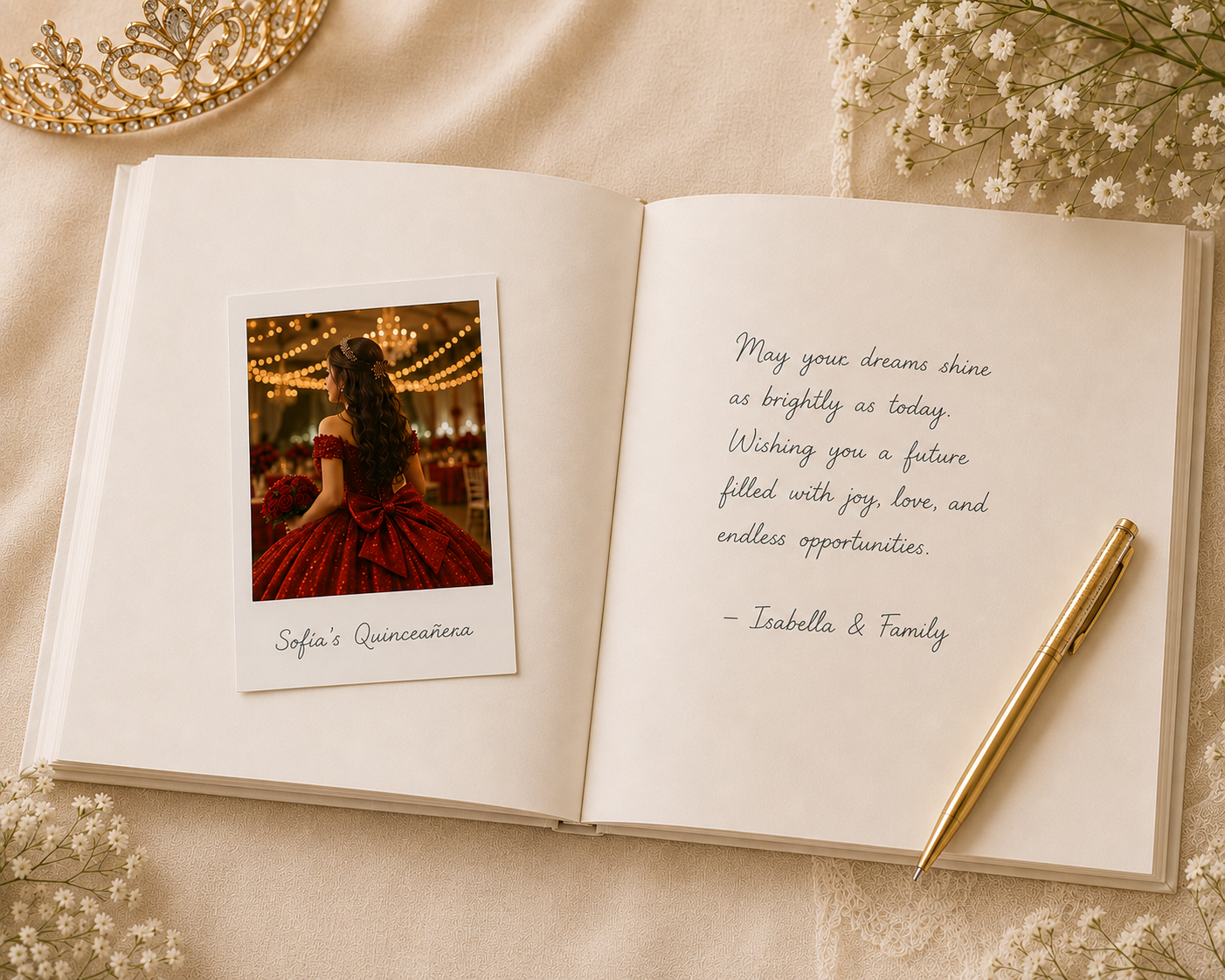 Custom Quinceanera Photo Book 11" × 8.5"with Blank White Pages, 11" x 8.5