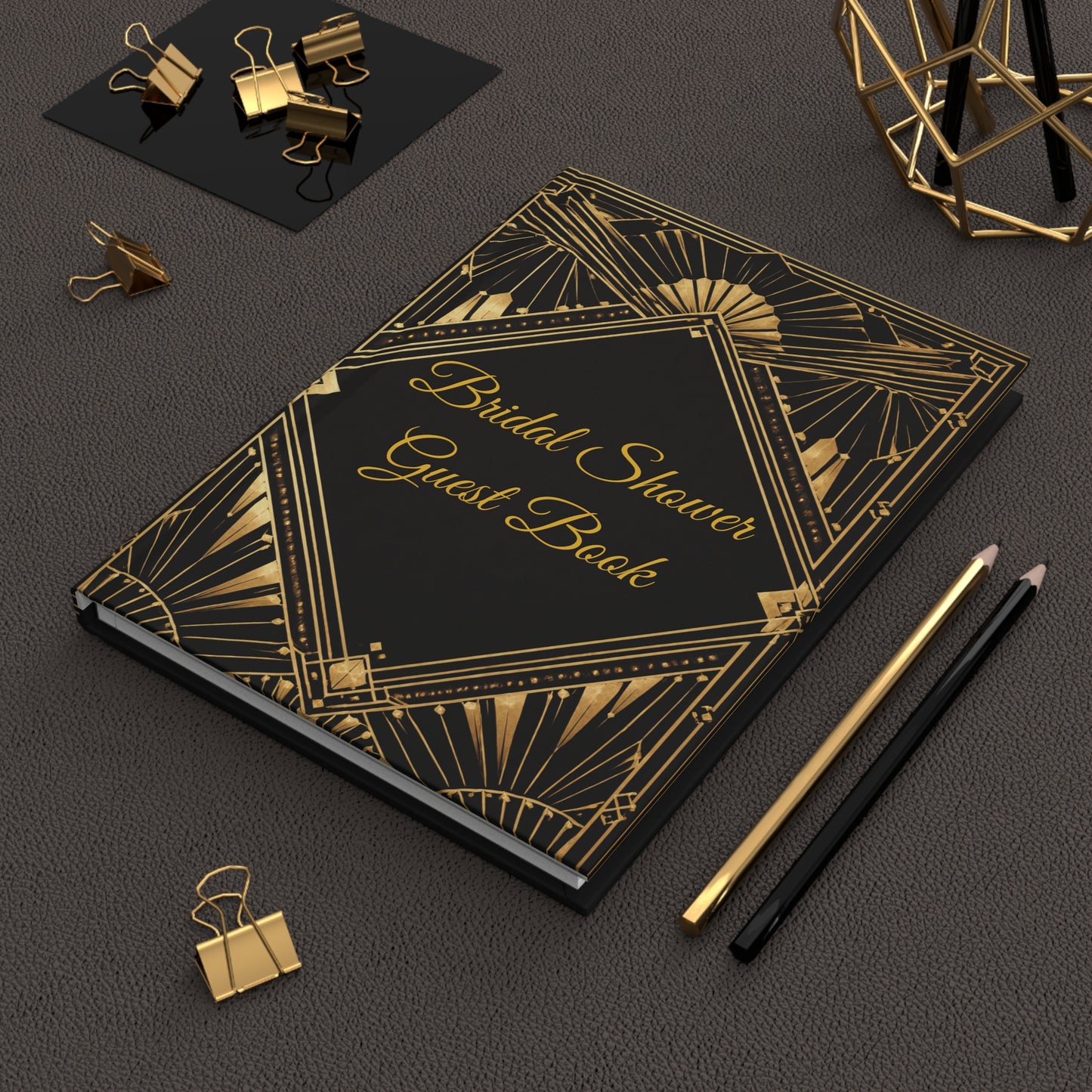Art Deco Bridal Shower Guest Book with Blank Lined Pages, 5" × 7"