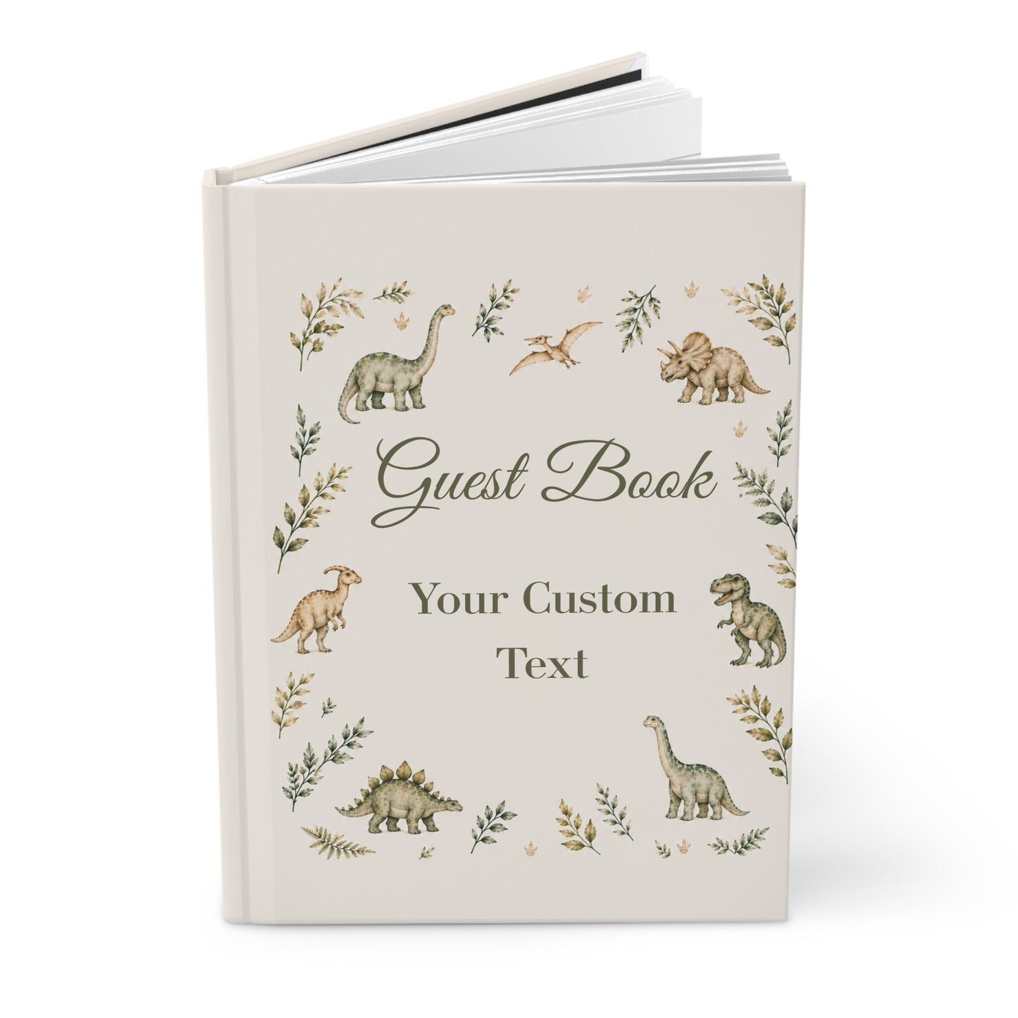 Custom Dinosaur Guest Book with Blank Lined Pages, 5" × 7"