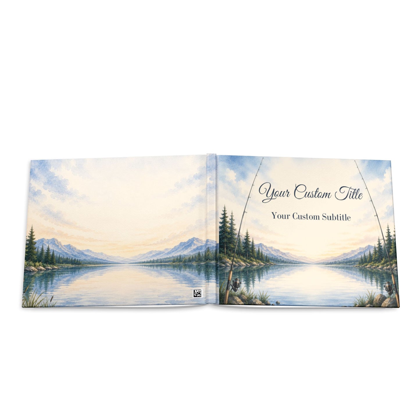 Custom Fishing Theme Guest Book with Blank White Pages, 11" x 8.5