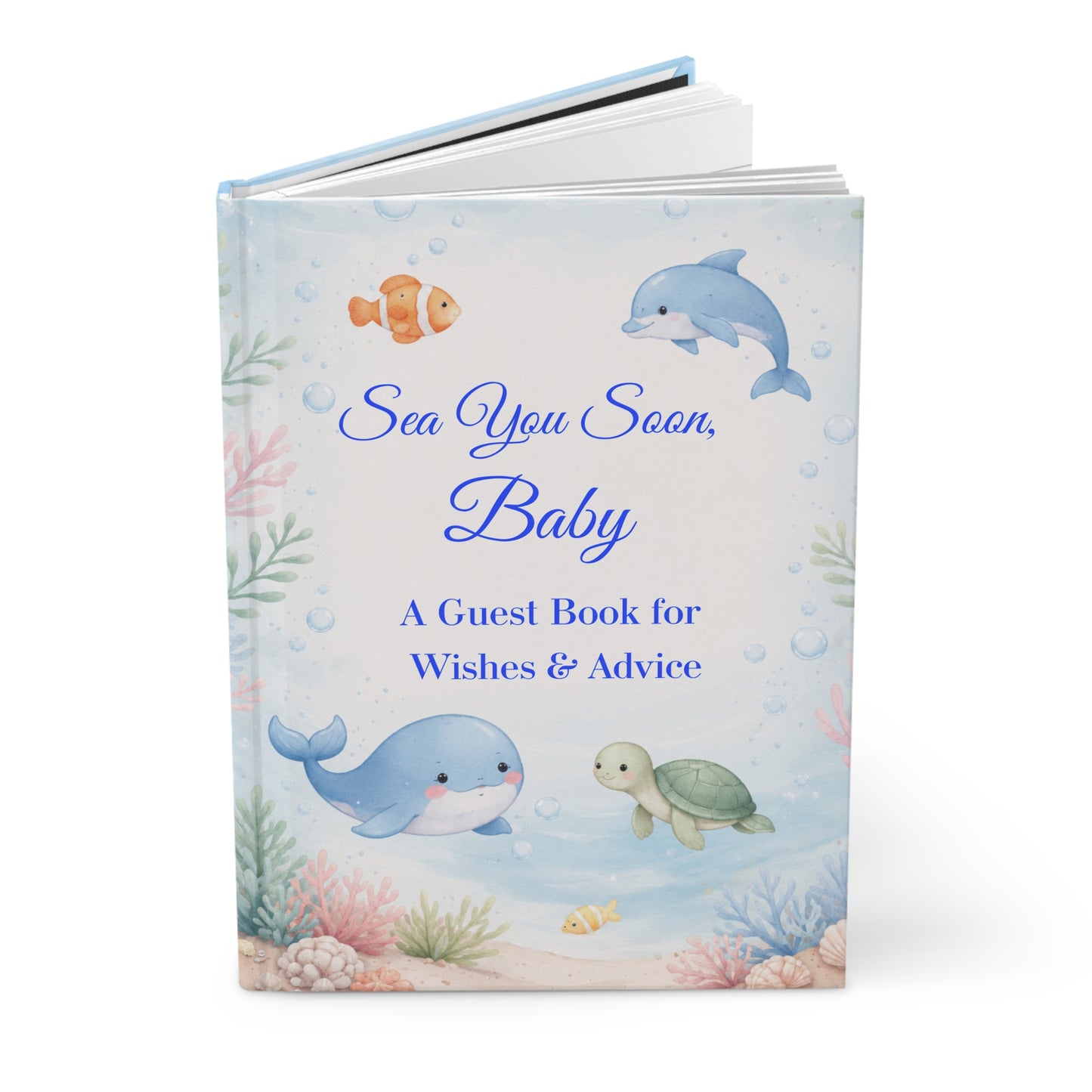 Under the Sea Baby Shower Guest Book with Blank Lined Pages, 5" x 7"