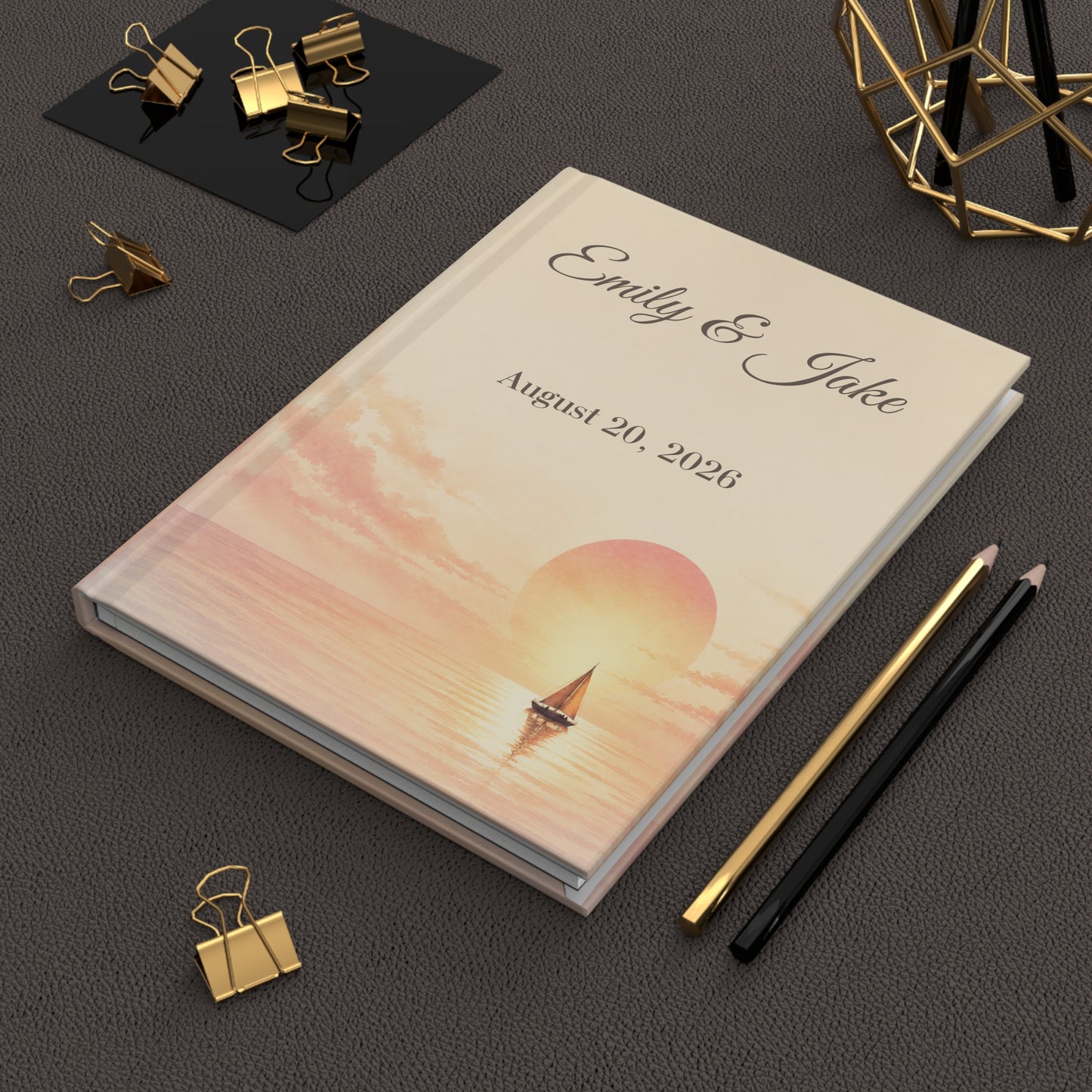 Custom Sailboat Guest Book with Blank Lined Pages, 5" × 7"