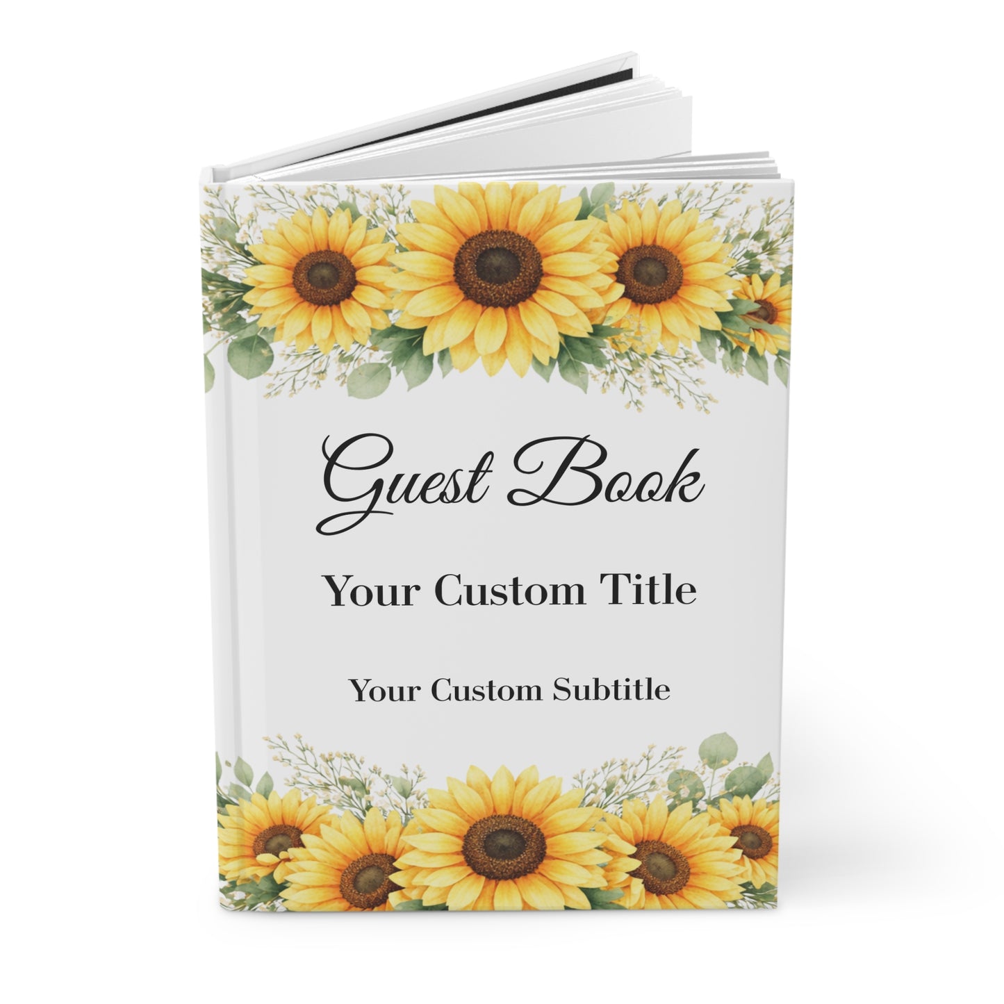Custom Sunflower Guest Book with Blank Lined Pages, 5" x 7"