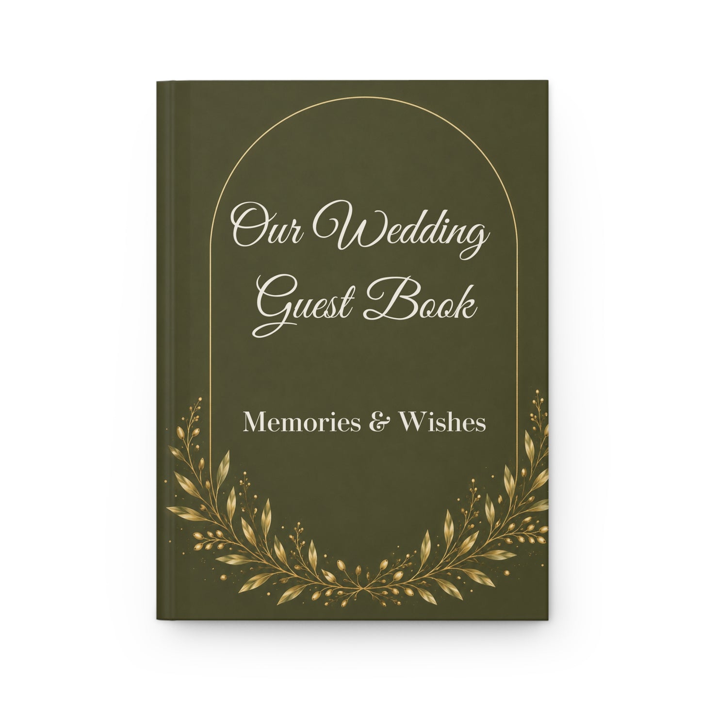 Olive Green Wedding Guest Book with Blank Lined Pages, 5" × 7"