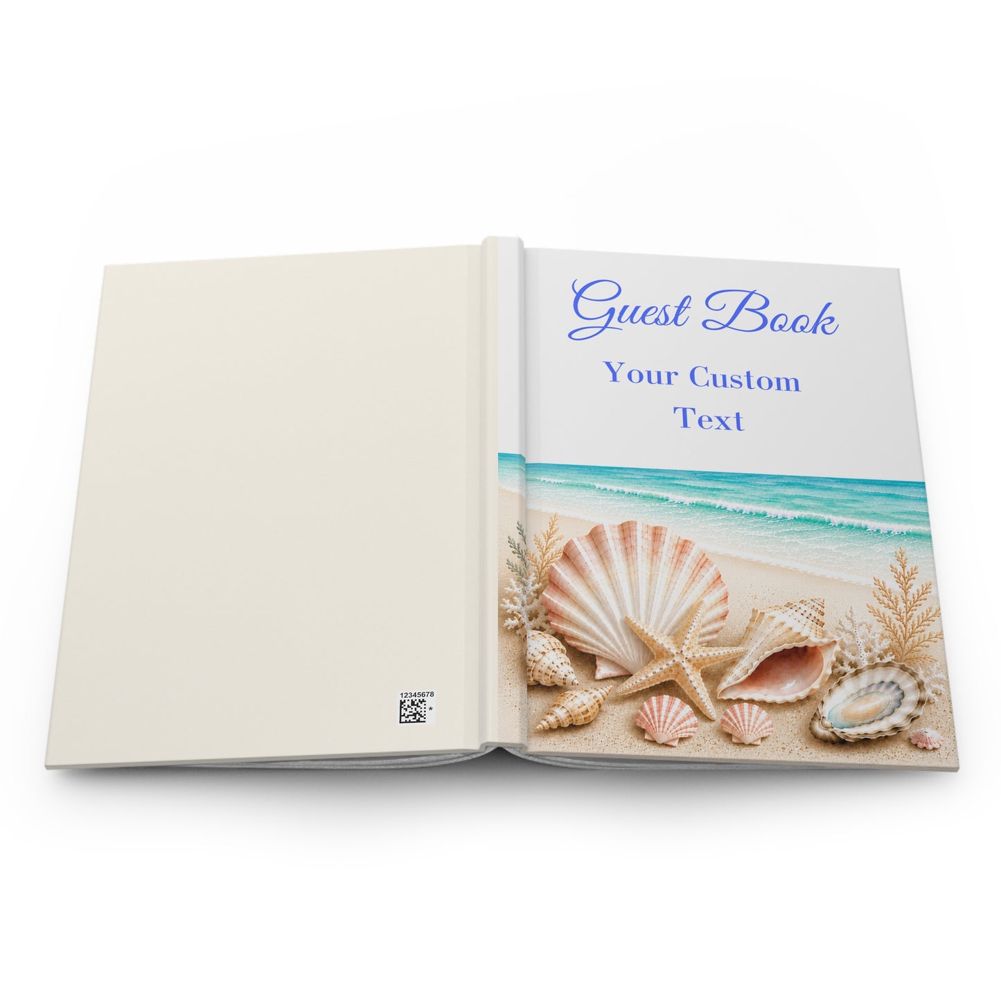 Custom Beach Guest Book, Blank Lined Pages, 5" x 7" Keepsake Book