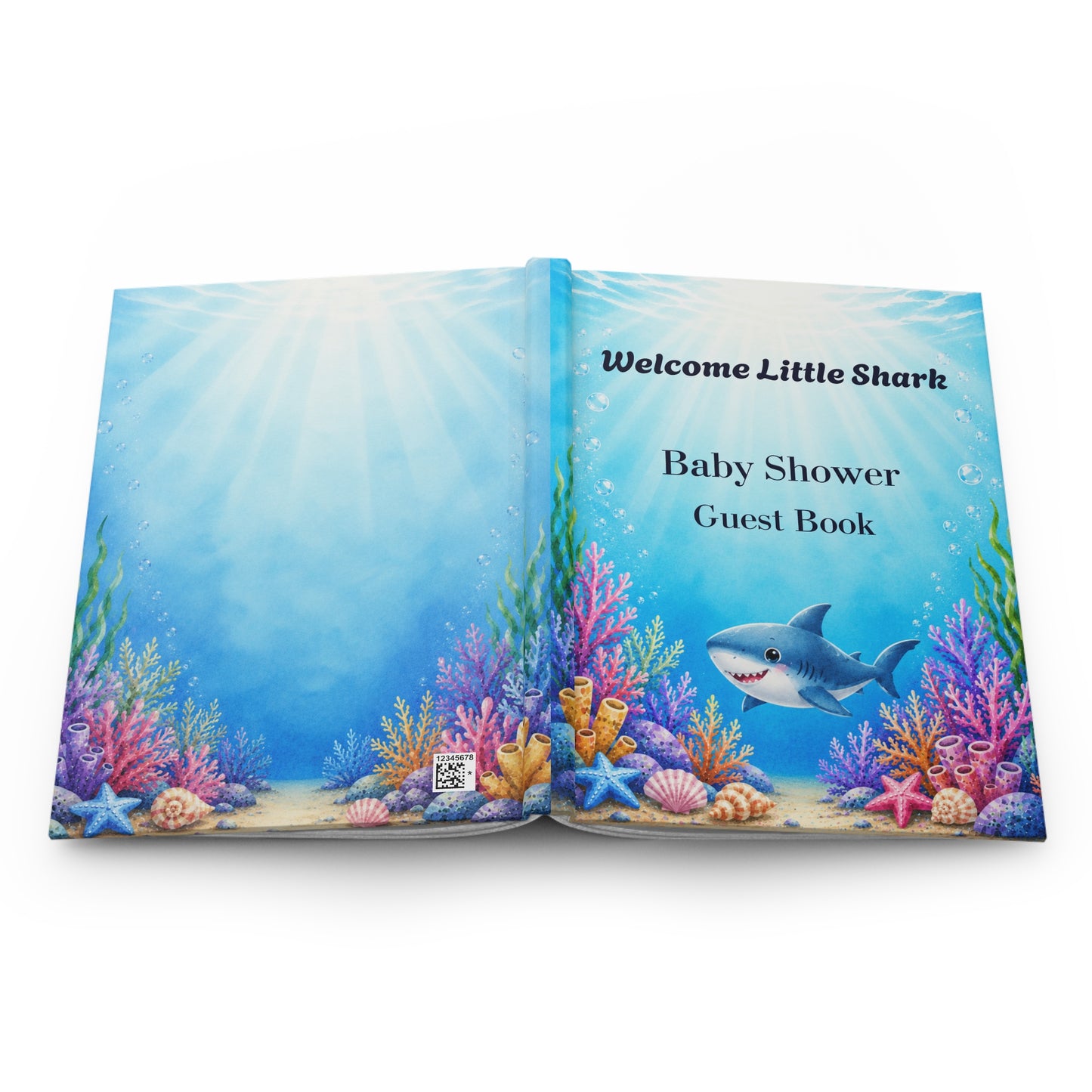 Baby Shower Shark Guest Book with Blank Lined Pages, 5" × 7"