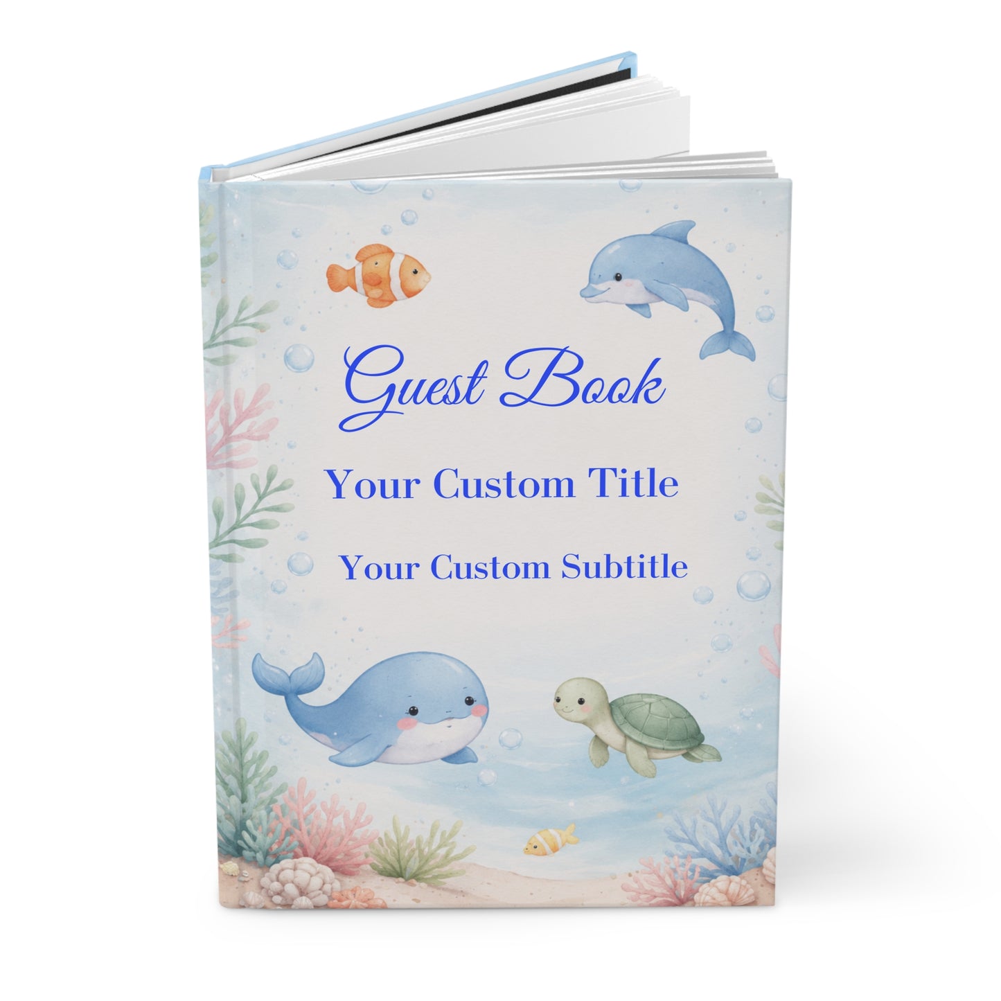 Custom Under the Sea Guest Book with Blank Lined Pages, 5" x 7"